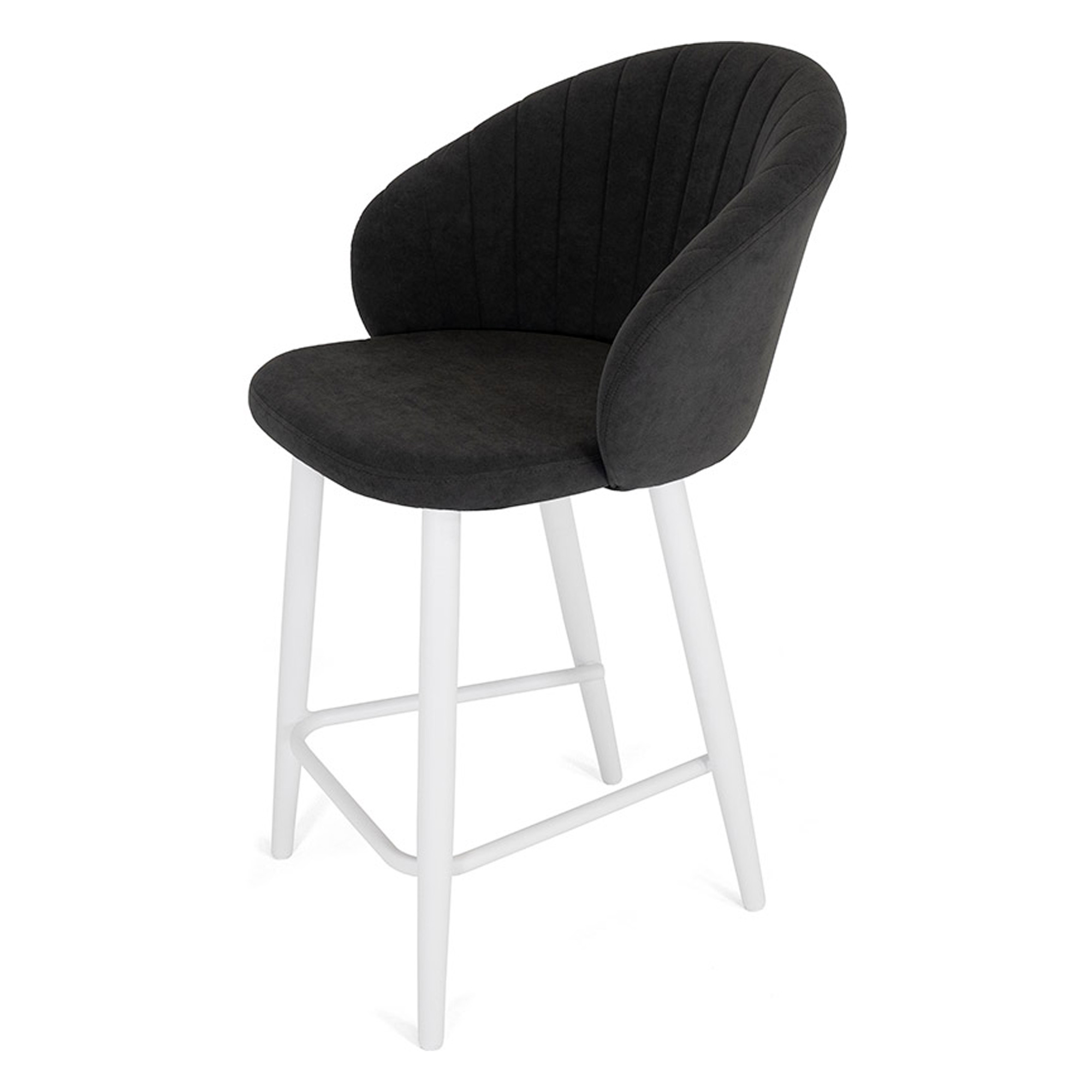 Полубарный стул с белыми ножками с мягким сидением из велюра (арт 25355 .