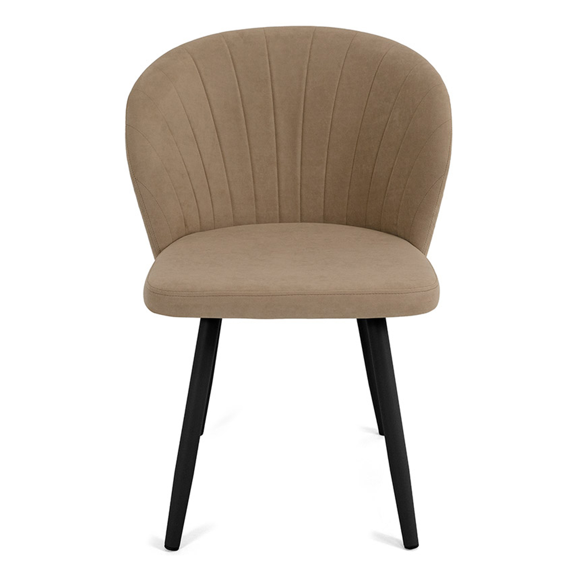 Стул ножки черные с мягким сидением бежевый из велюра (арт 22358) - Фото 1