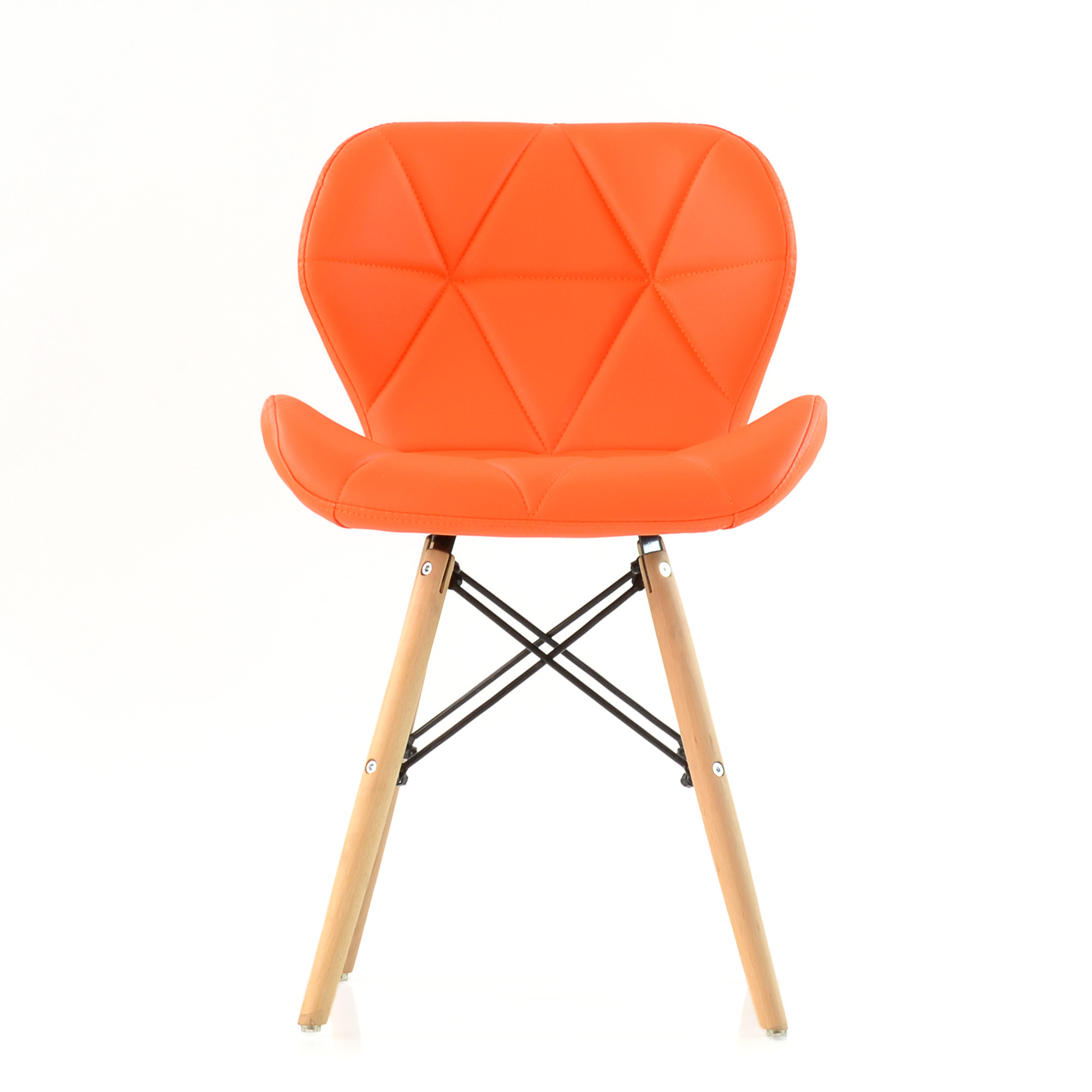 Стул деревянный с мягкой обивкой оранжевый eames (арт 6638) - Фото 1