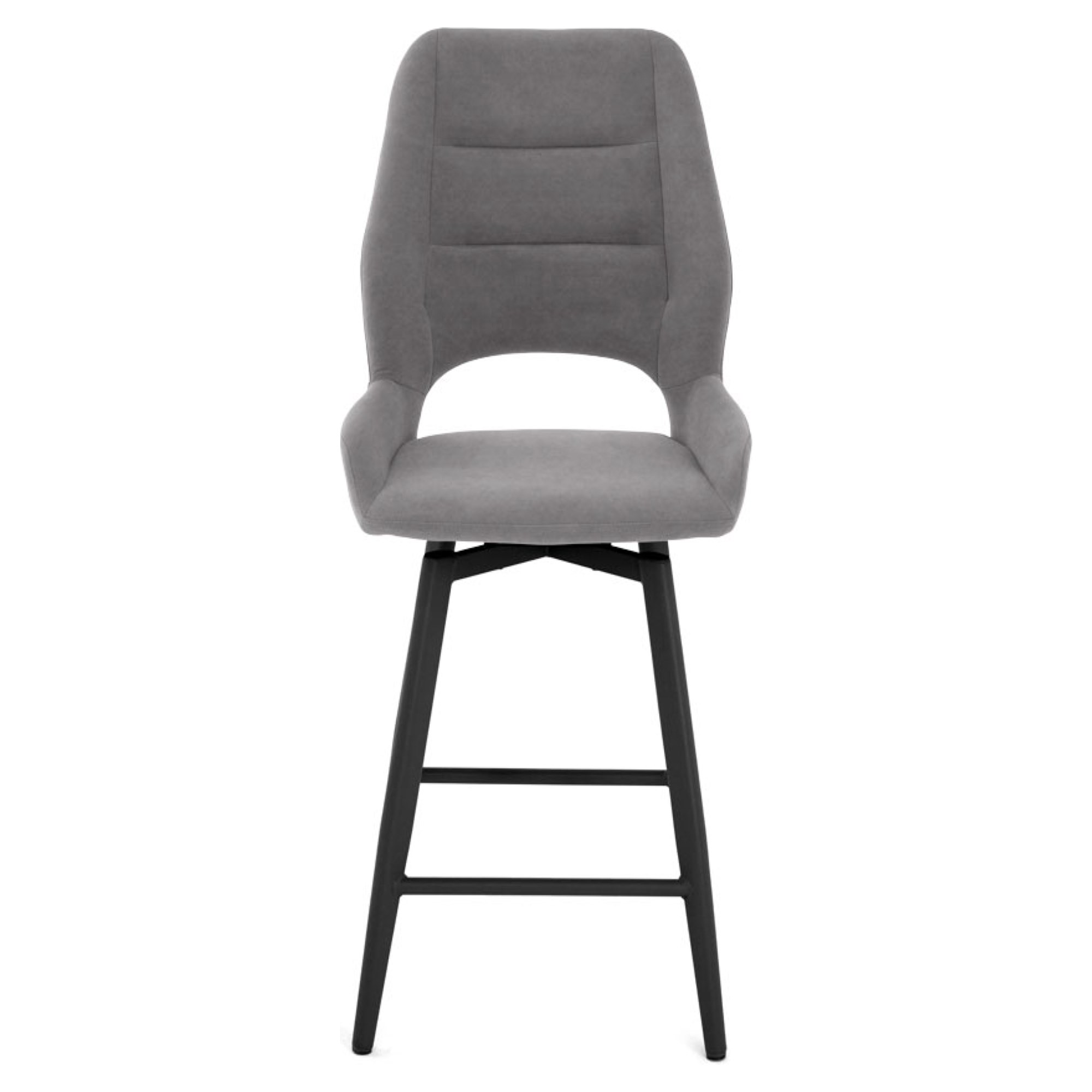 Полубарный стул мягкий серый из велюра современный (арт 35539) - Фото 1