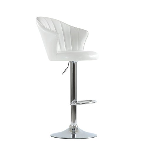 Стул барный на металлокаркасе мягкий белый регулируемый (арт 6463) - Фото 2