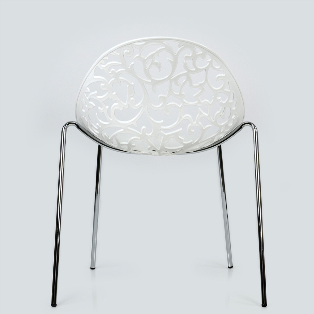 Стул для кухни на металлокаркасе ножки хром белый пластиковый (арт 2345) - Фото 1