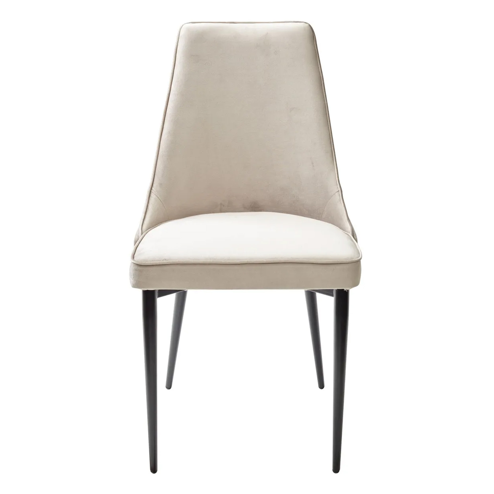 Стул на металлокаркасе с черными ножками бежевый из велюра (арт 28312) - Фото 1