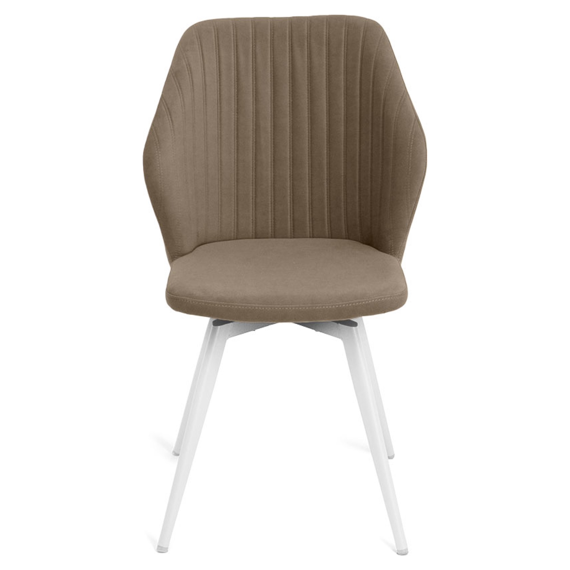 Стул на металлокаркасе мягкий бежевый из велюра (арт 25784) - Фото 1