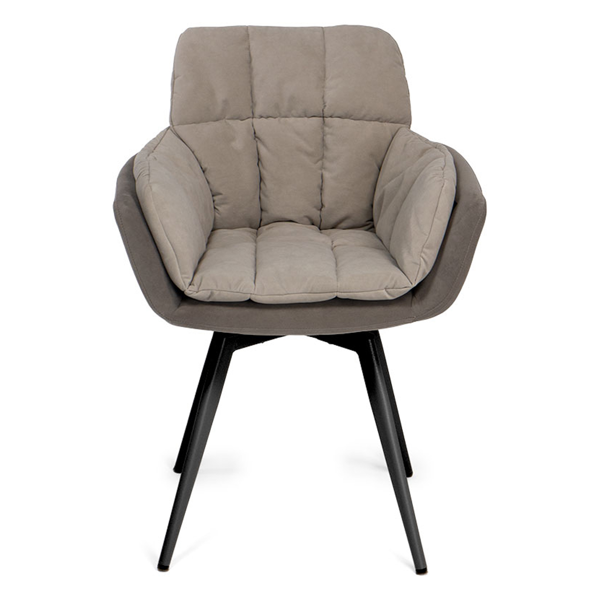 Стул кухонный с черными ножками мягкий бежевый из велюра (арт 33538) - Фото 1