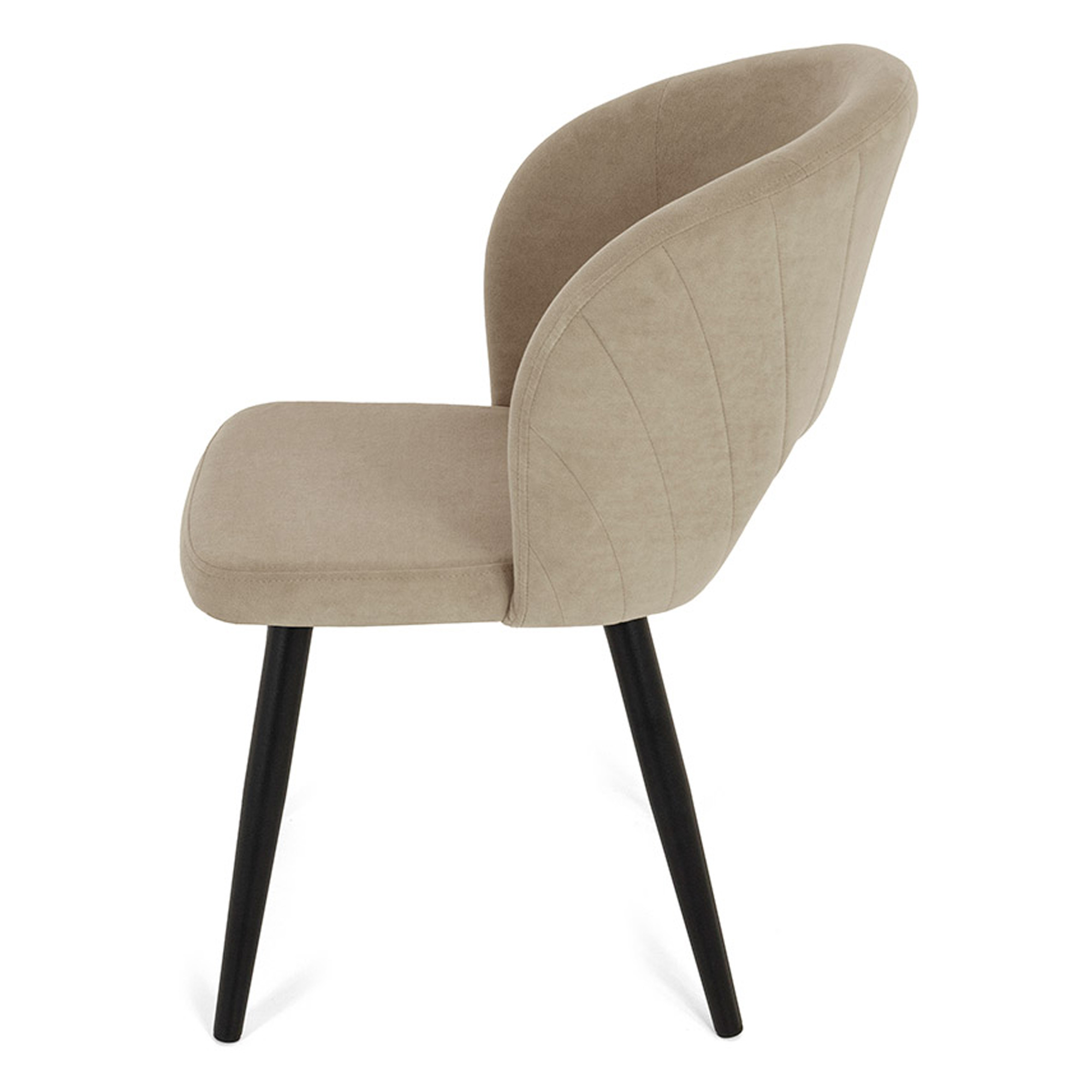 Стул кухонный с черными ножками бежевый из велюра (арт 26887) - Фото 1