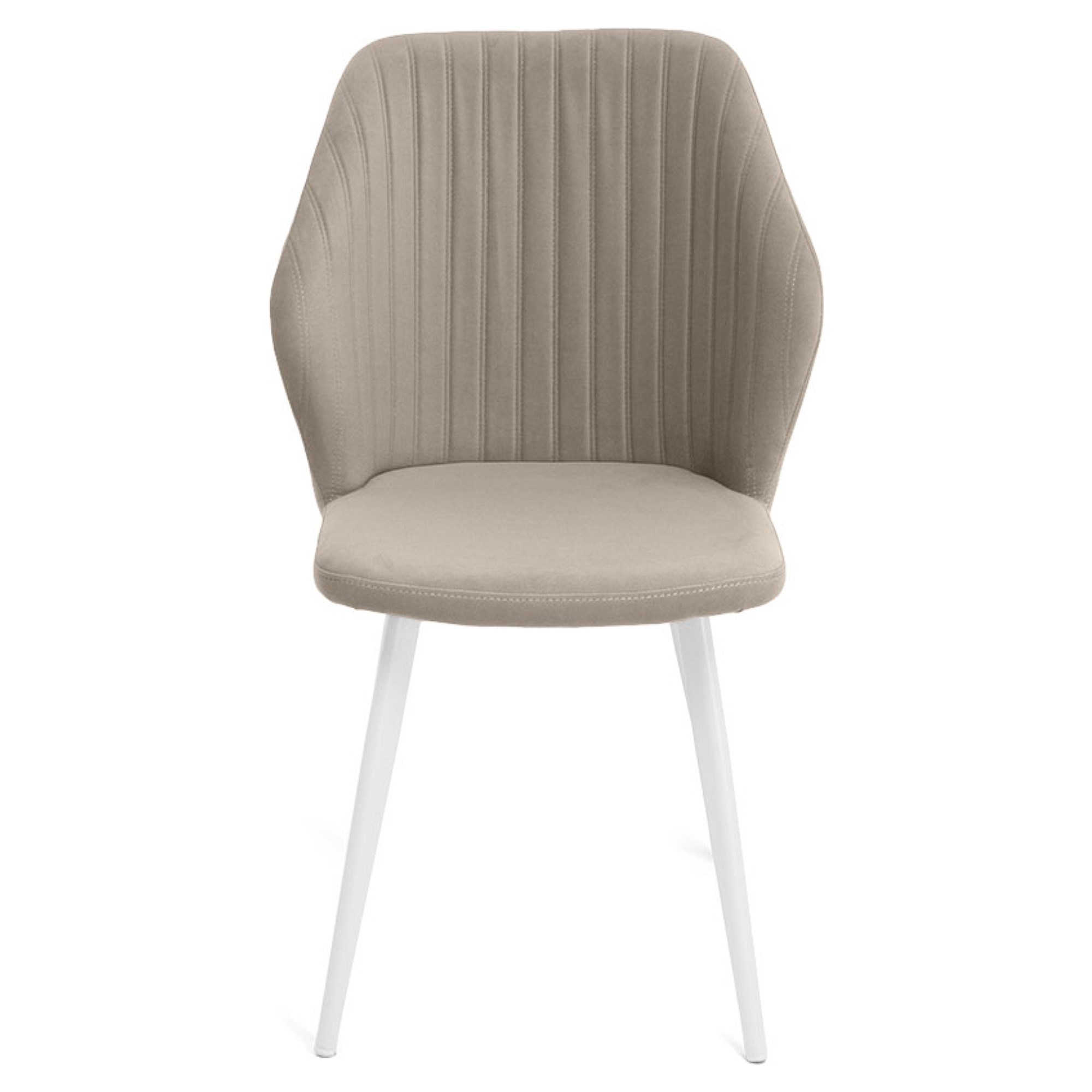 Стул на металлокаркасе мягкий слоновая кость из велюра (арт 35379) - Фото 1