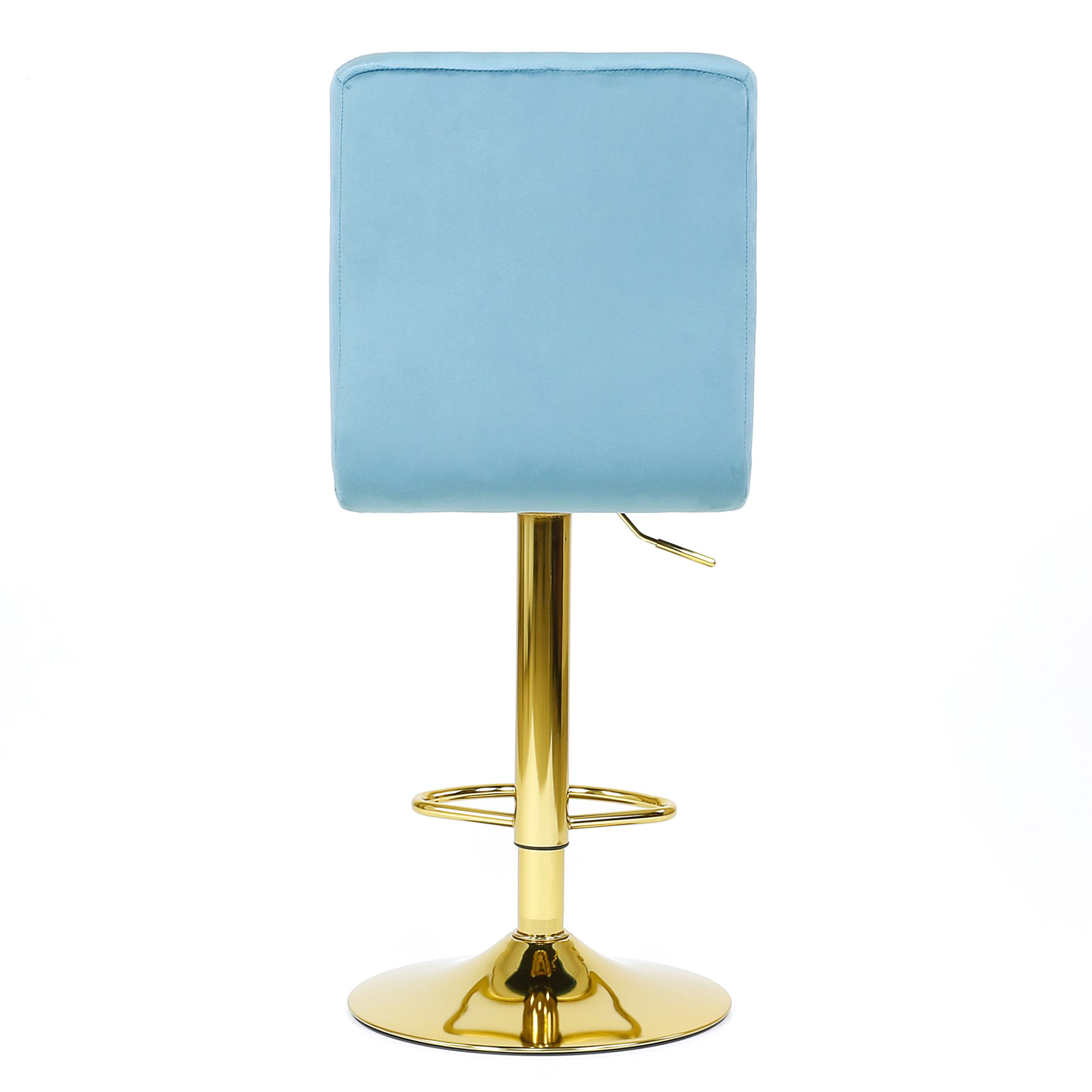 Барный стул металлический мягкий голубой велюровый (арт 32927) - Фото 1