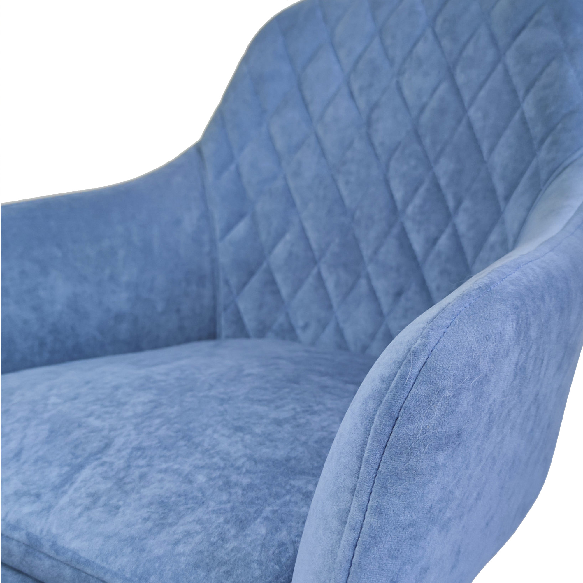 Стул-кресло с белыми ножками мягкий синий (арт 29530) - Фото 1