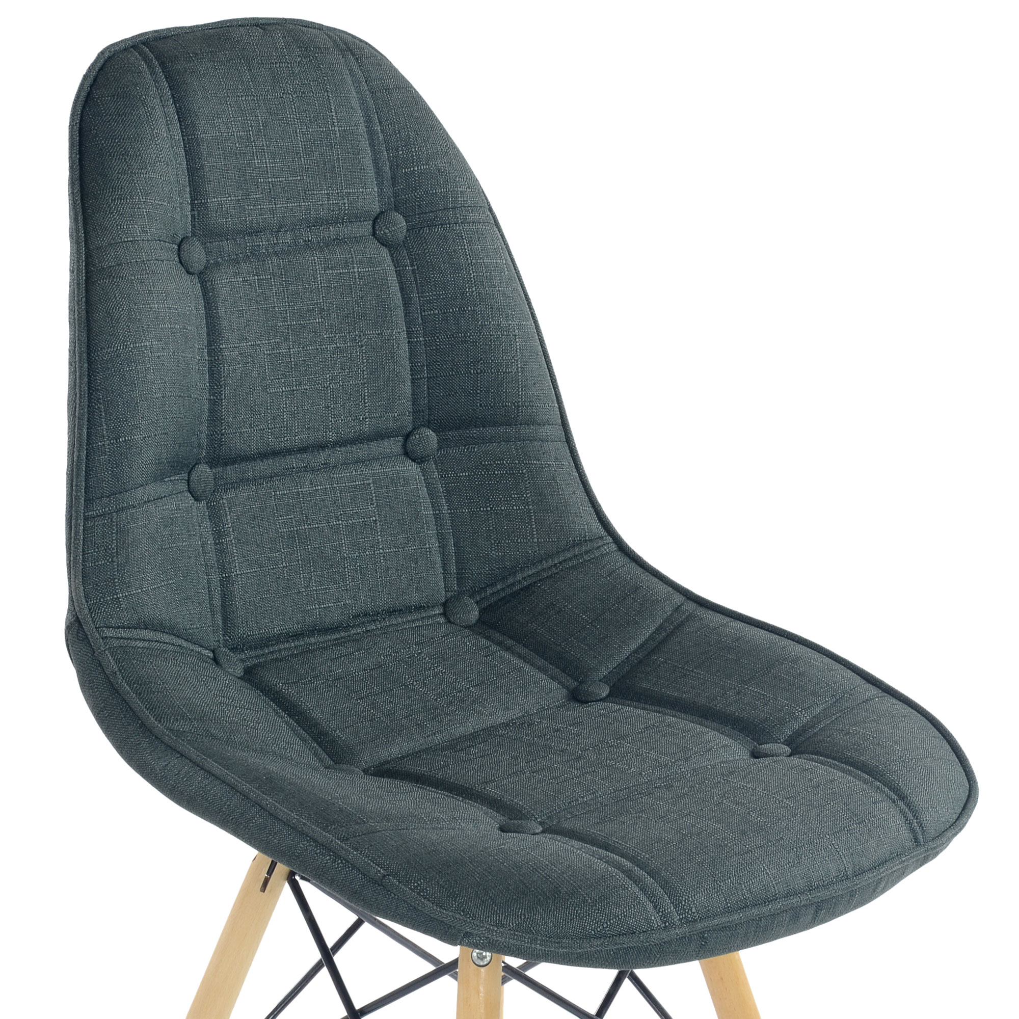 Стул дизайнерский деревянный с мягким сидением серый eames (арт 11421) - Фото 1