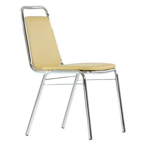 Стул хромированный мягкий бежевый из экокожи (арт 29135) - Фото 2