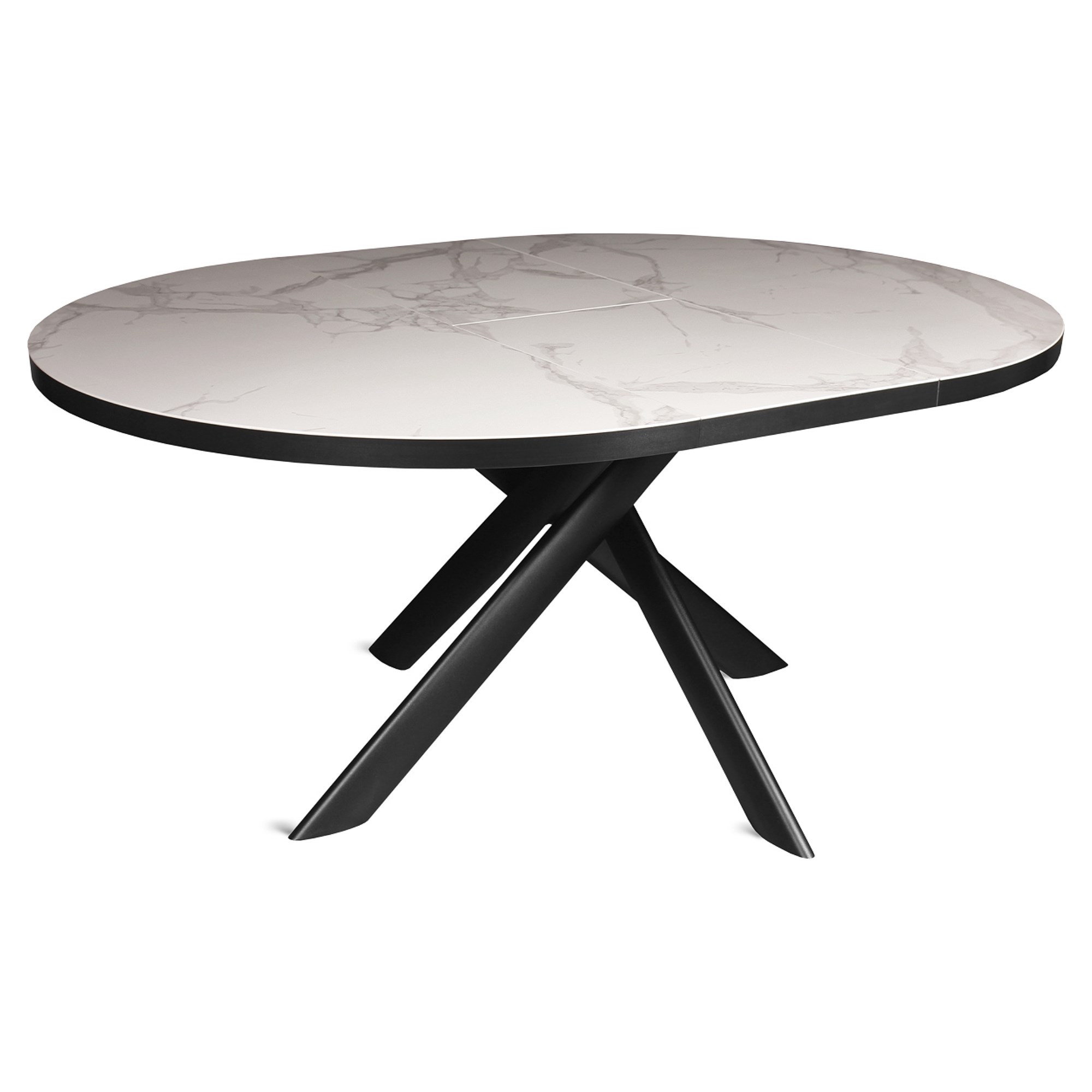 Стол раскладной круглый из керамогранита на одной ноге (арт 35250) - Фото 1