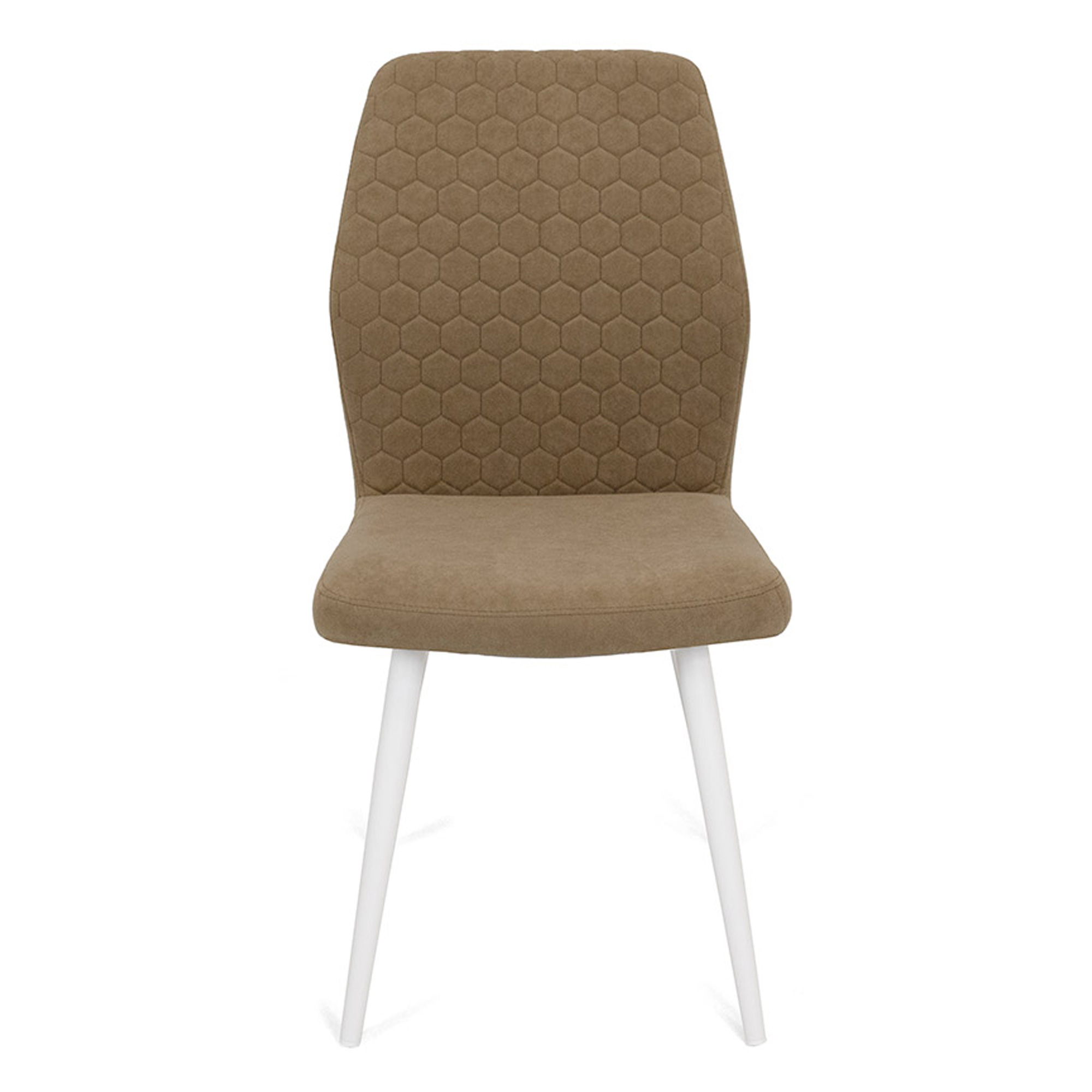 Стул на металлокаркасе с белыми ножками бежевый из велюра (арт 19943) - Фото 1