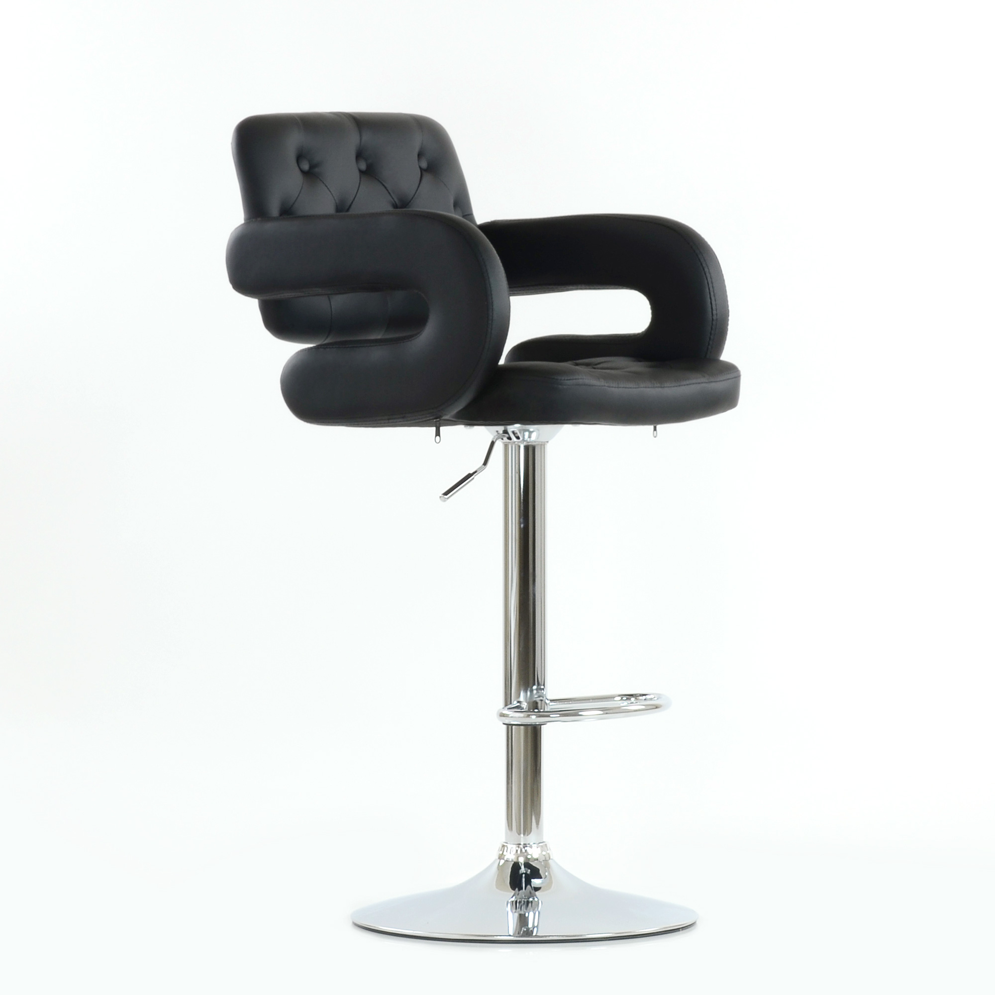 Барный высокий стул мягкий с подлокотниками с обивкой из экокожи (арт 5610) - Фото 1