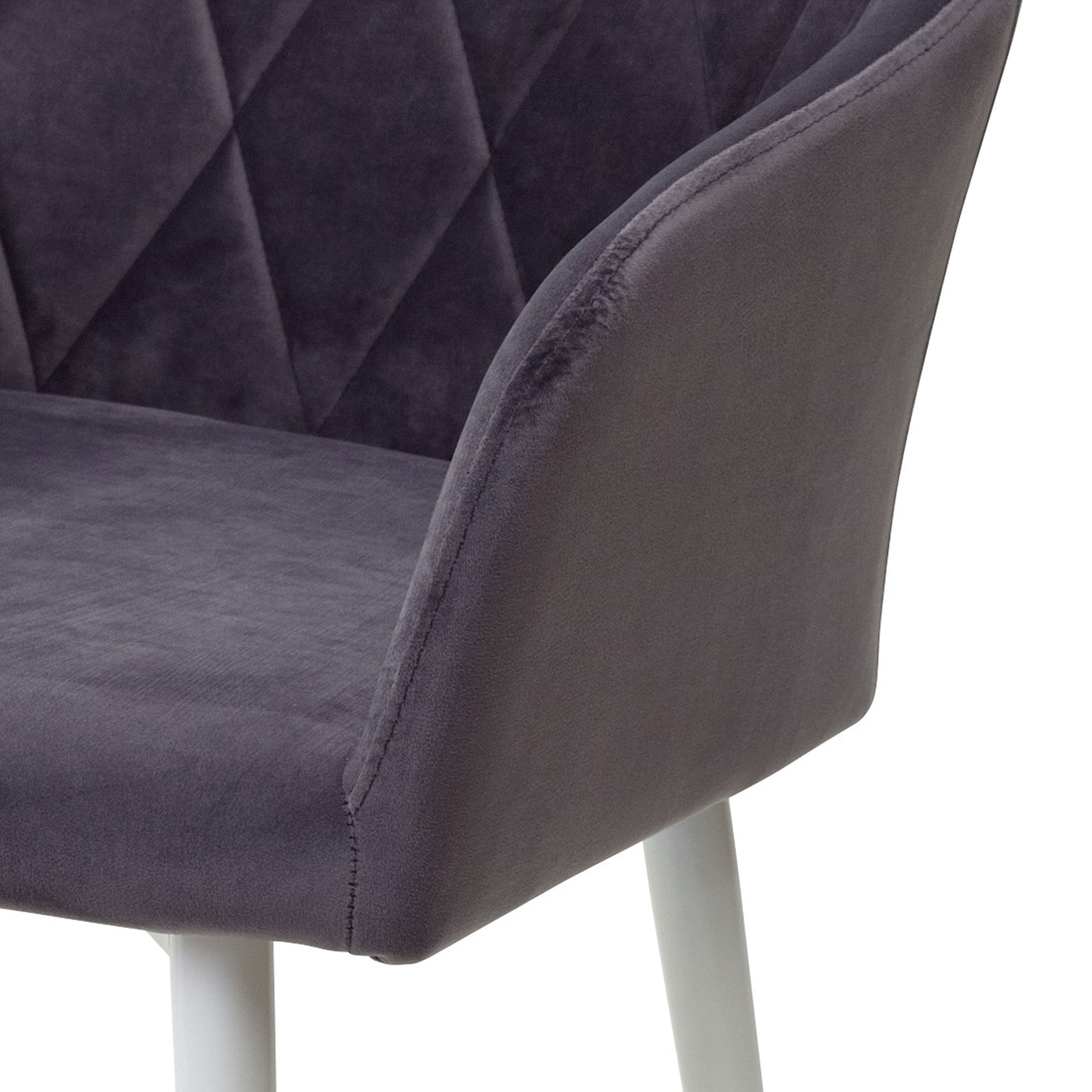 Стул-кресло с мягкой обивкой с подлокотниками серый из велюра (арт 11546) - Фото 1