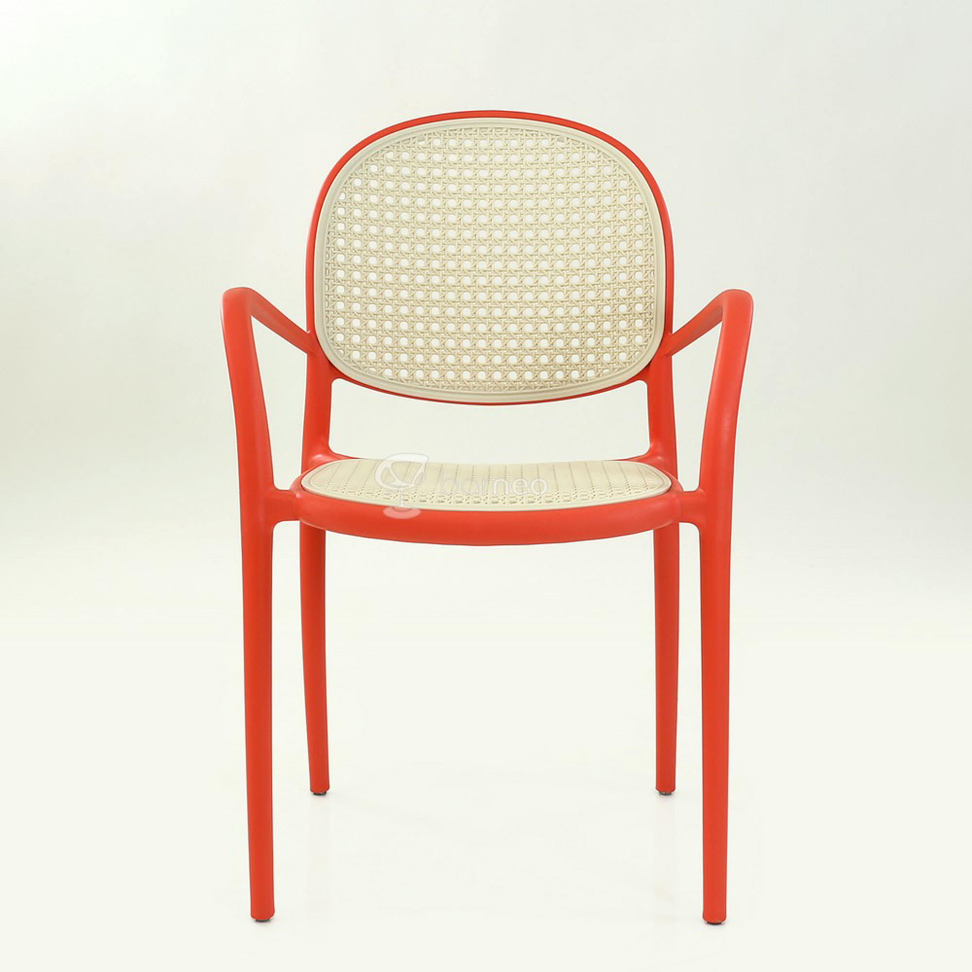 Стул с подлокотниками оранжевый пластиковый (арт 31298) - Фото 1