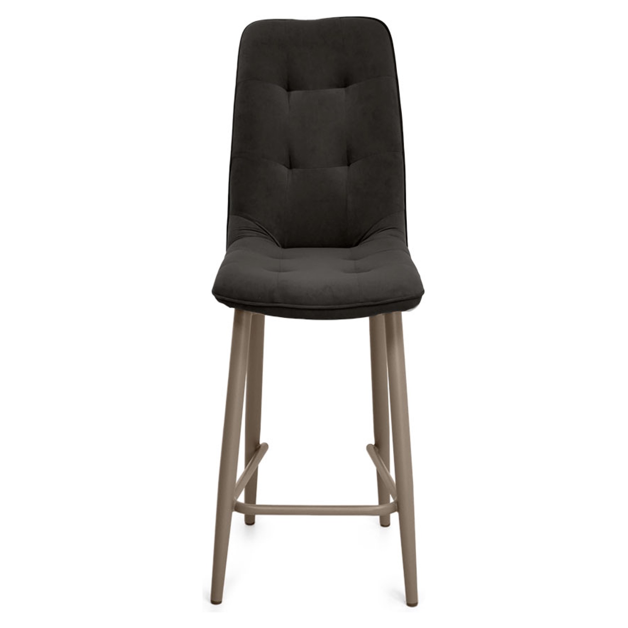 Барный стул с мягкой обивкой коричневый велюровый (арт 35376) - Фото 1
