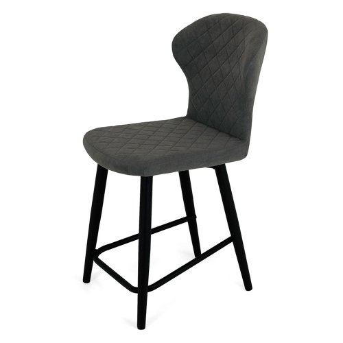 Стул полубарный на металлокаркасе серый с обивкой из велюра (арт 19596) - Фото 2