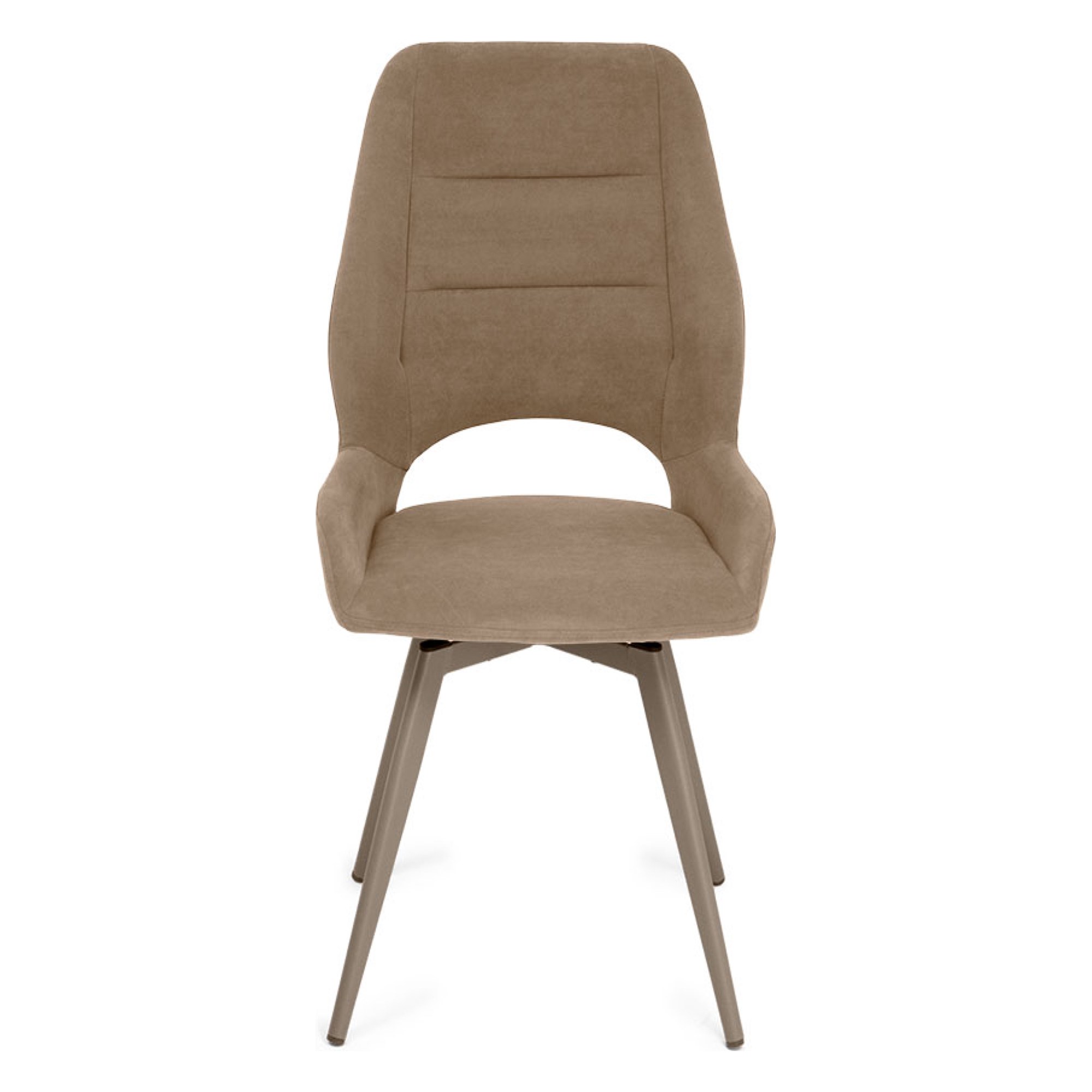 Стул на металлокаркасе мягкий бежевый из велюра (арт 35459) - Фото 1