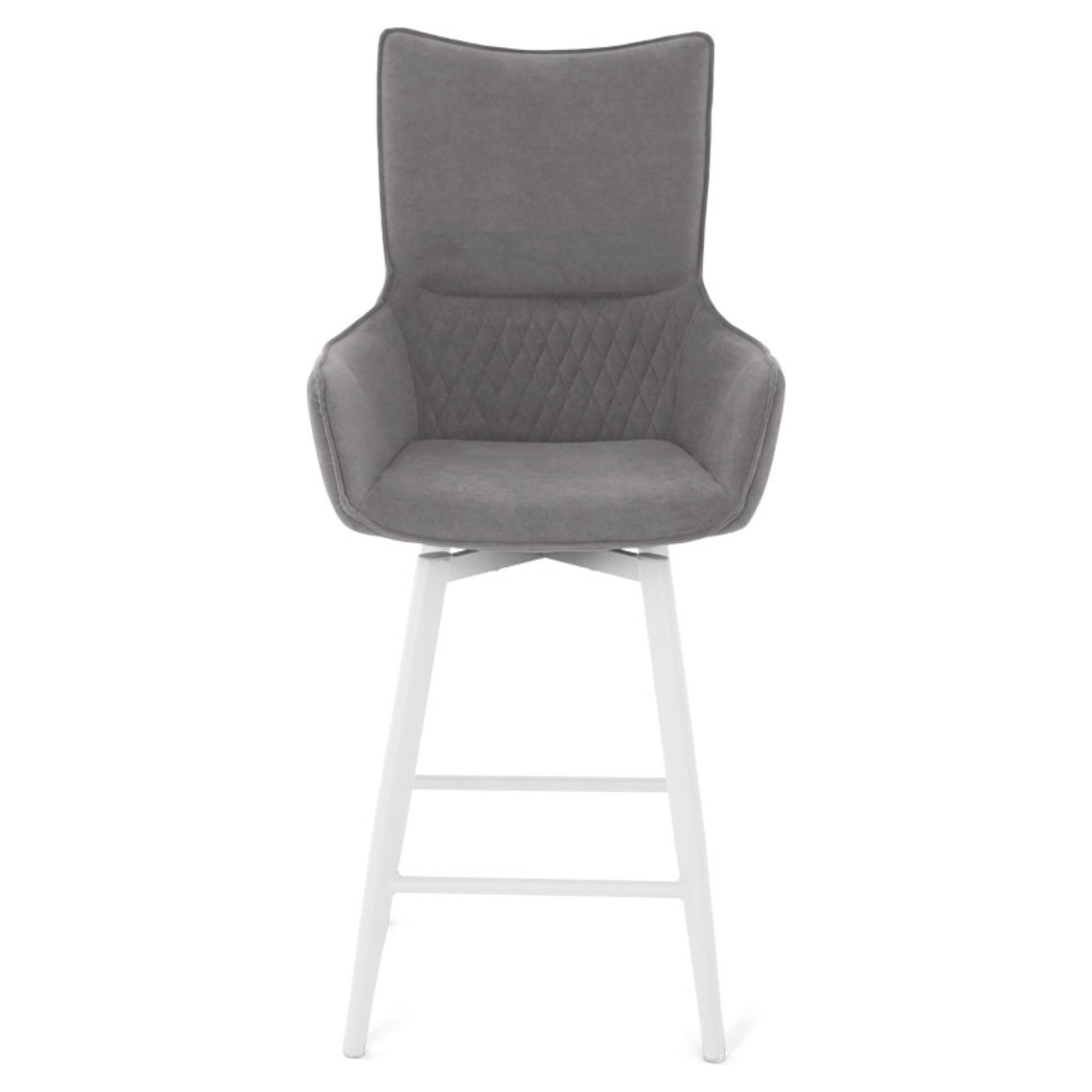 Стул с белыми ножками мягкий серый из велюра (арт 35572) - Фото 1