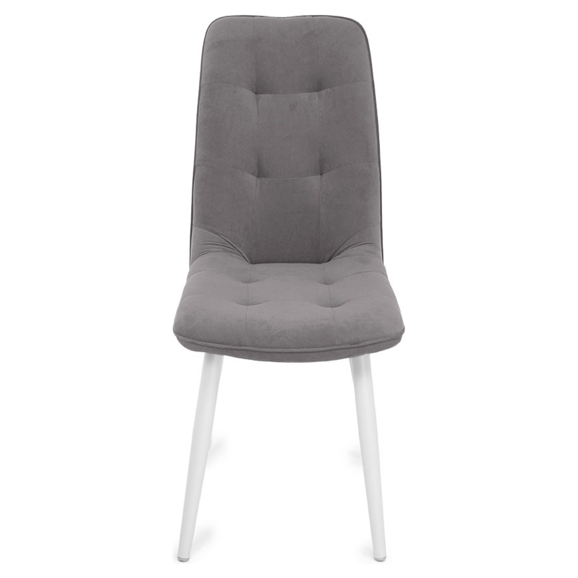 Стул для кухни на каркасе из металла мягкий серый из велюра (арт 20593) - Фото 1