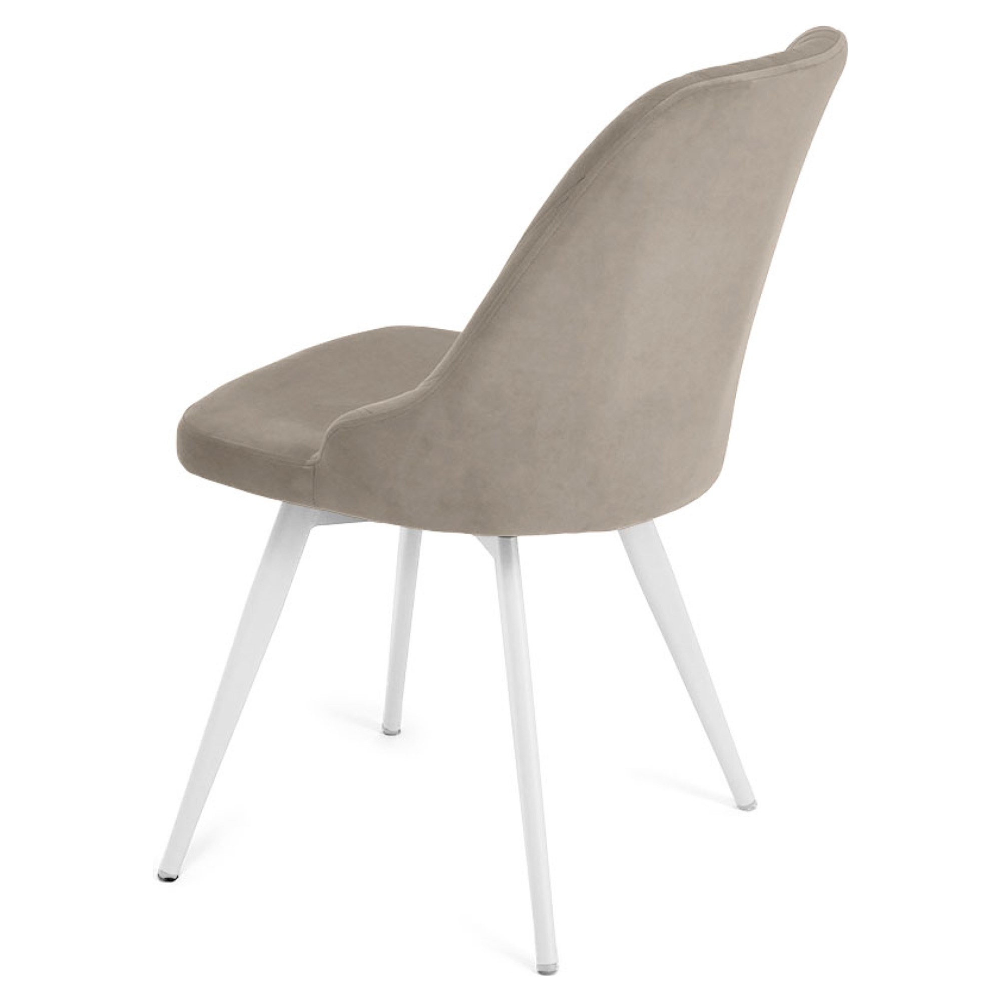 Стул с белыми ножками слоновая кость из велюра (арт 22696) - Фото 1