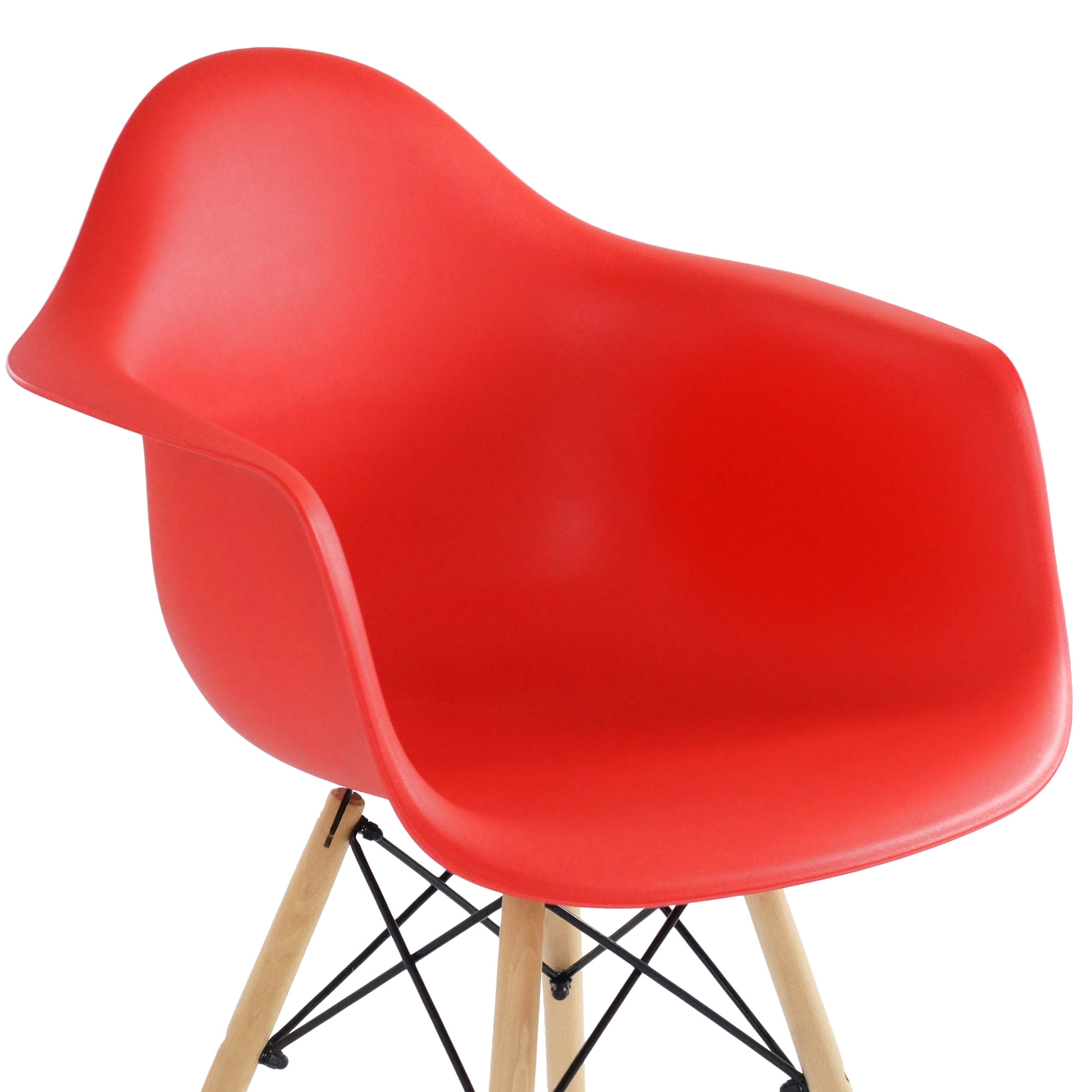 Полукресло дизайнерское деревянное с подлокотниками красное eames (арт 10860) - Фото 1