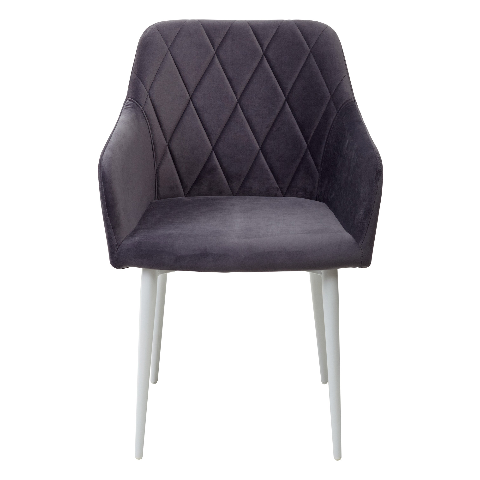 Стул-кресло с мягкой обивкой с подлокотниками серый из велюра (арт 11546) - Фото 1