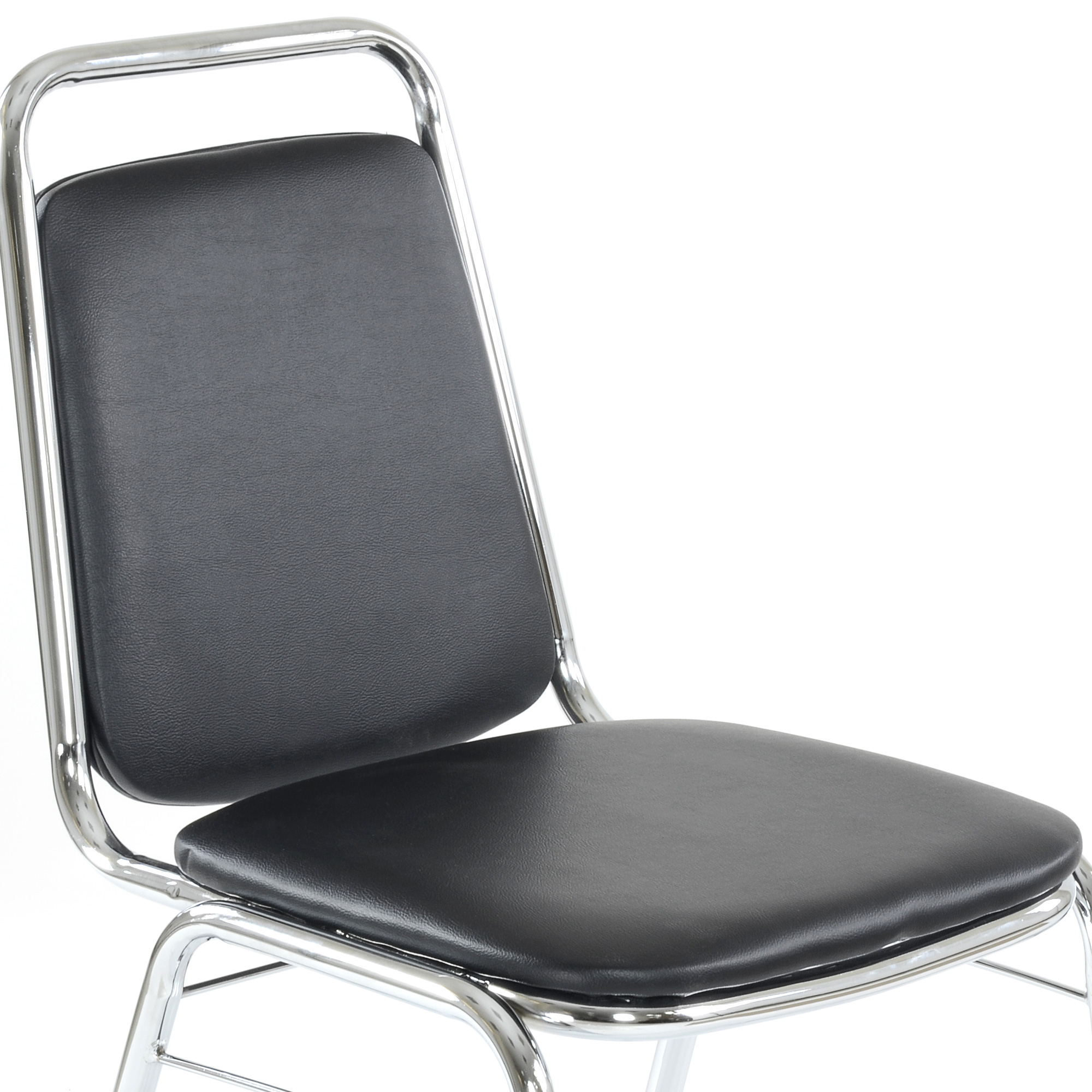 Стул на металлокаркасе мягкий черный из экокожи (арт 29136) - Фото 1