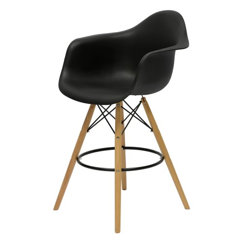 Барный стул дизайнерский с подлокотниками черный в стиле eames (арт 2338) - Фото 2