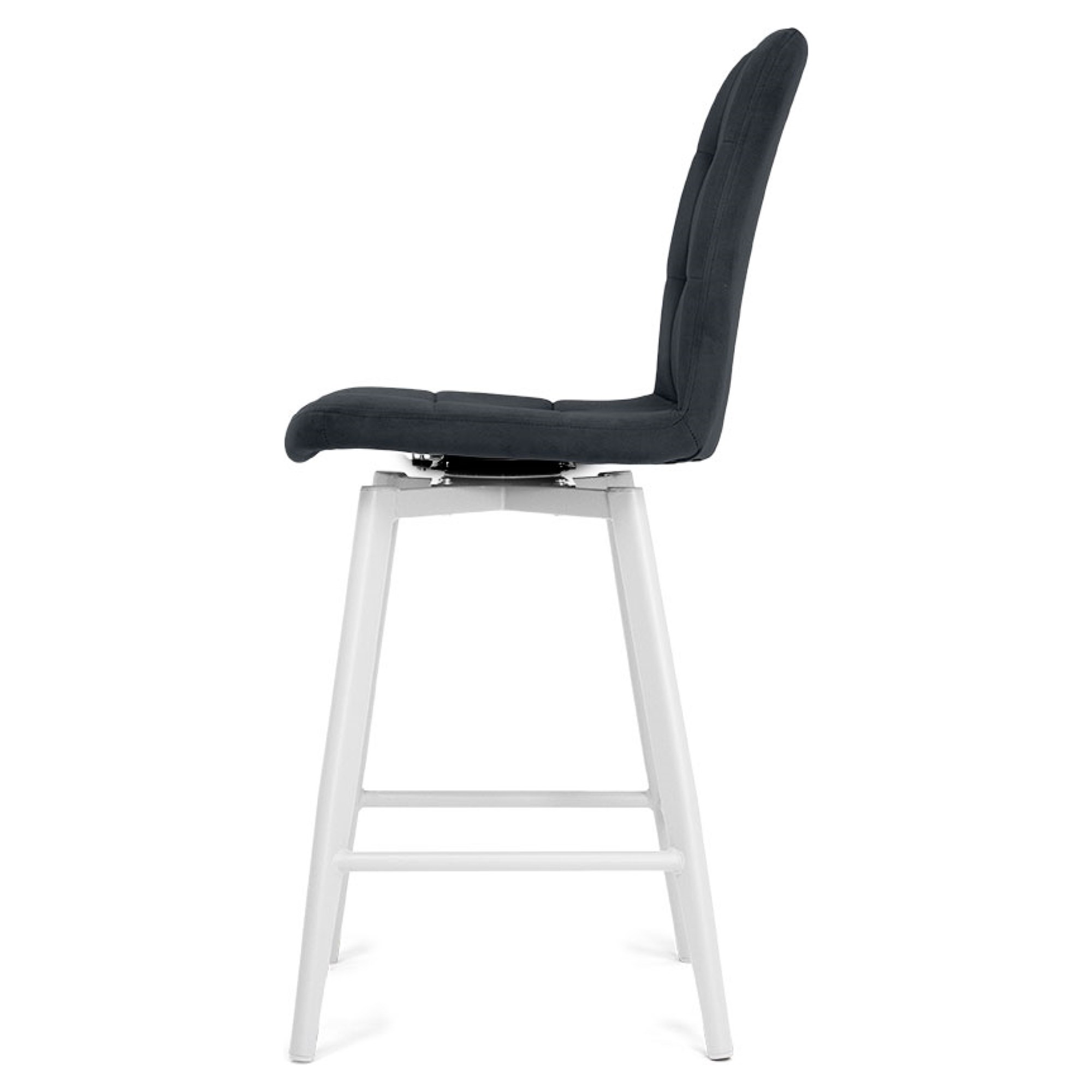 Стул полубарный с белыми ножками серый из велюра (арт 35356) - Фото 1