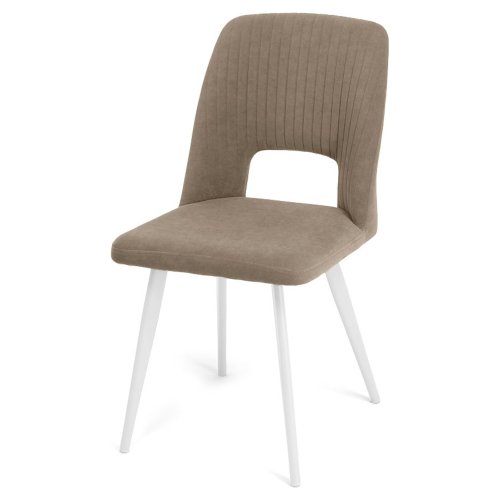 Стул на металлическом каркасе бежевый из велюра (арт 35317) - Фото 2