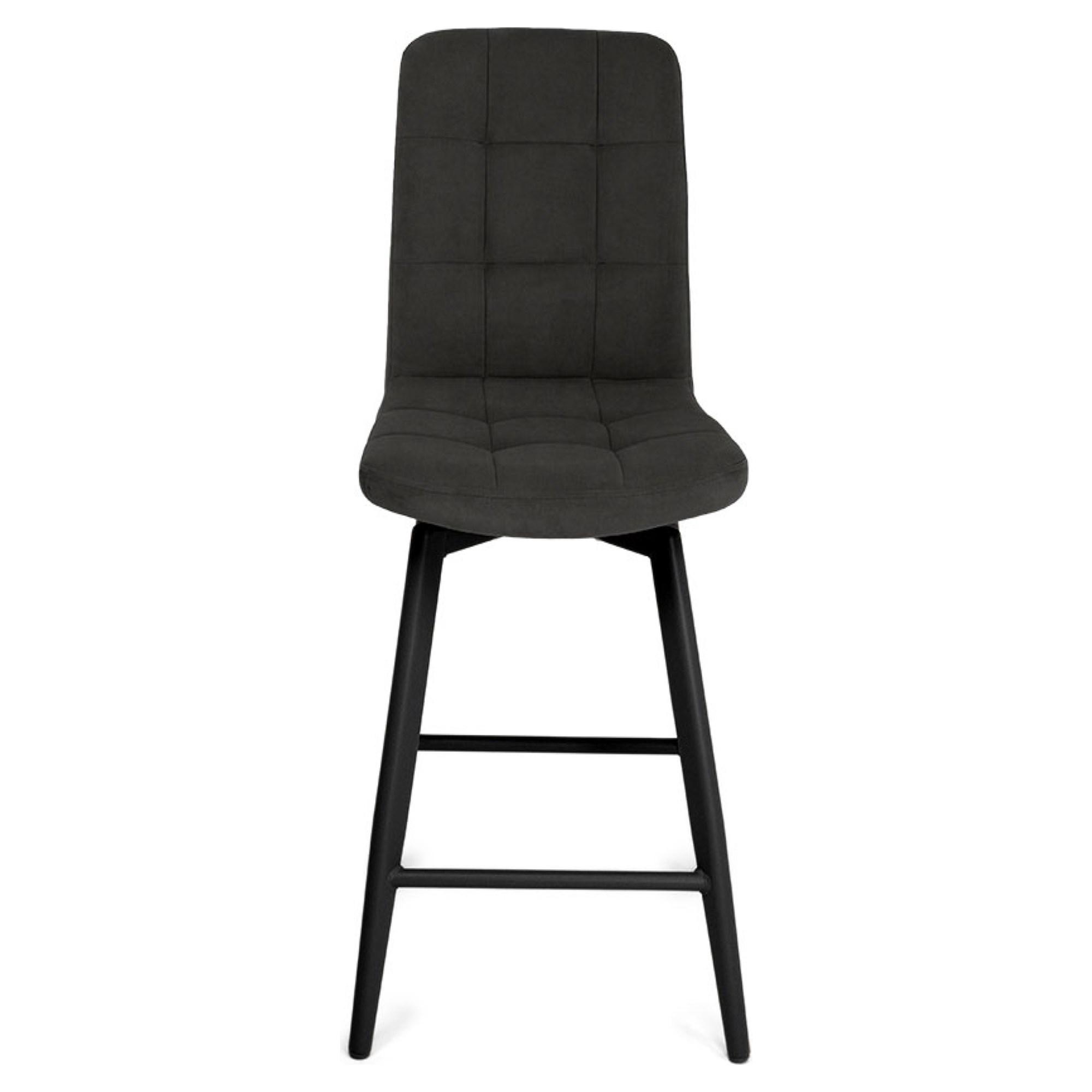 Полубарный стул мягкий коричневый из велюра (арт 35367) - Фото 1