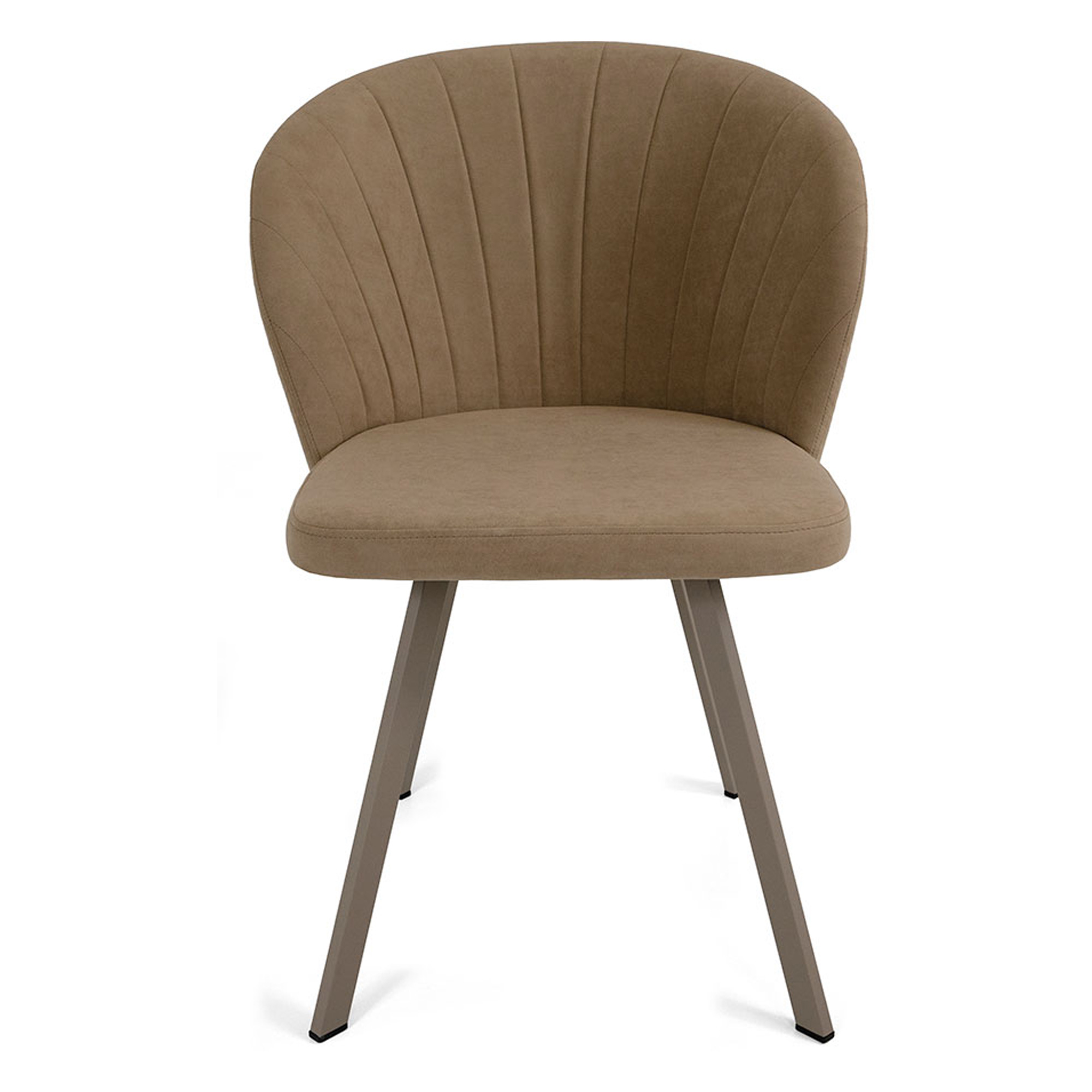 Стул на металлическом каркасе бежевый велюровый (арт 22517) - Фото 1