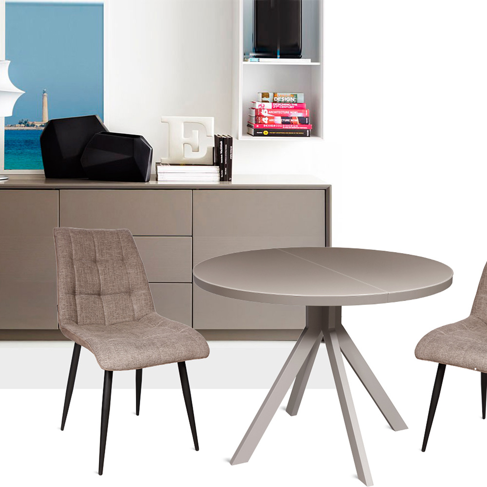 Кухонный стол раскладной круглый бежевый на одной опоре (арт 11698) - Фото 1