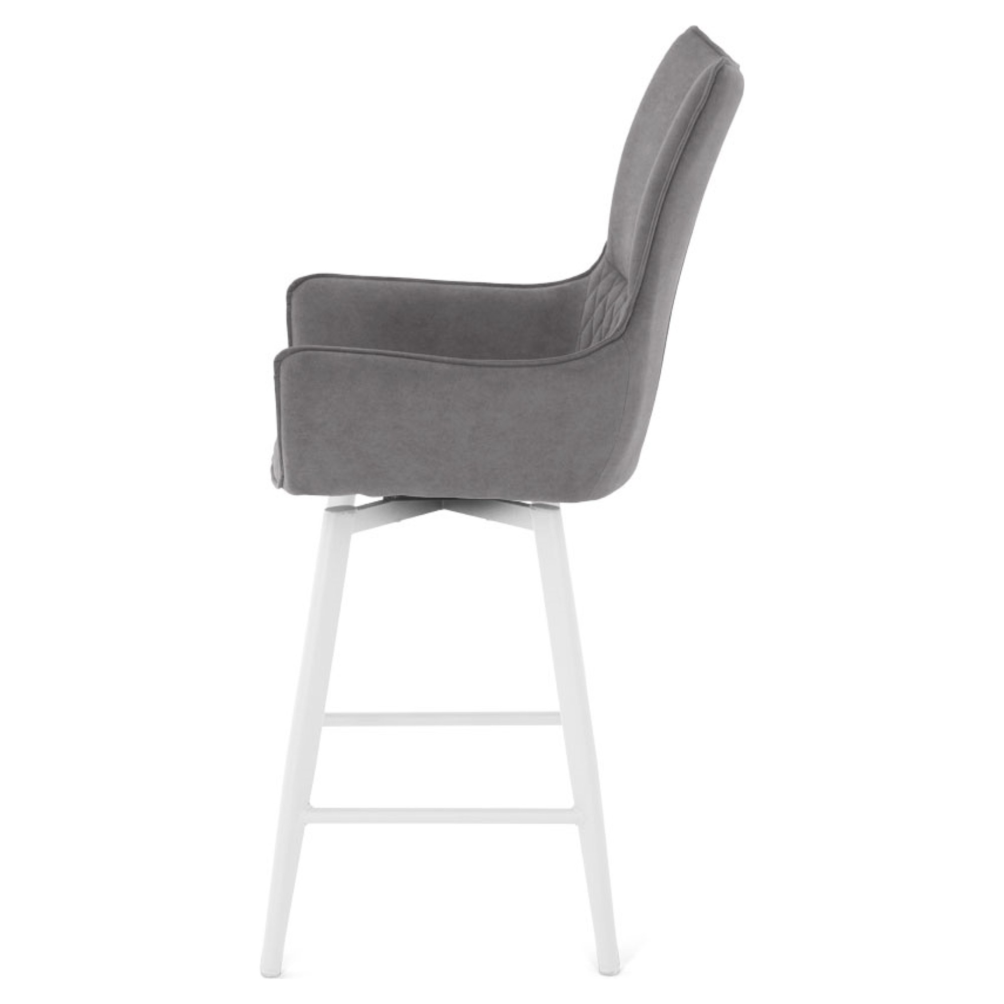 Стул с белыми ножками мягкий серый из велюра (арт 35572) - Фото 1