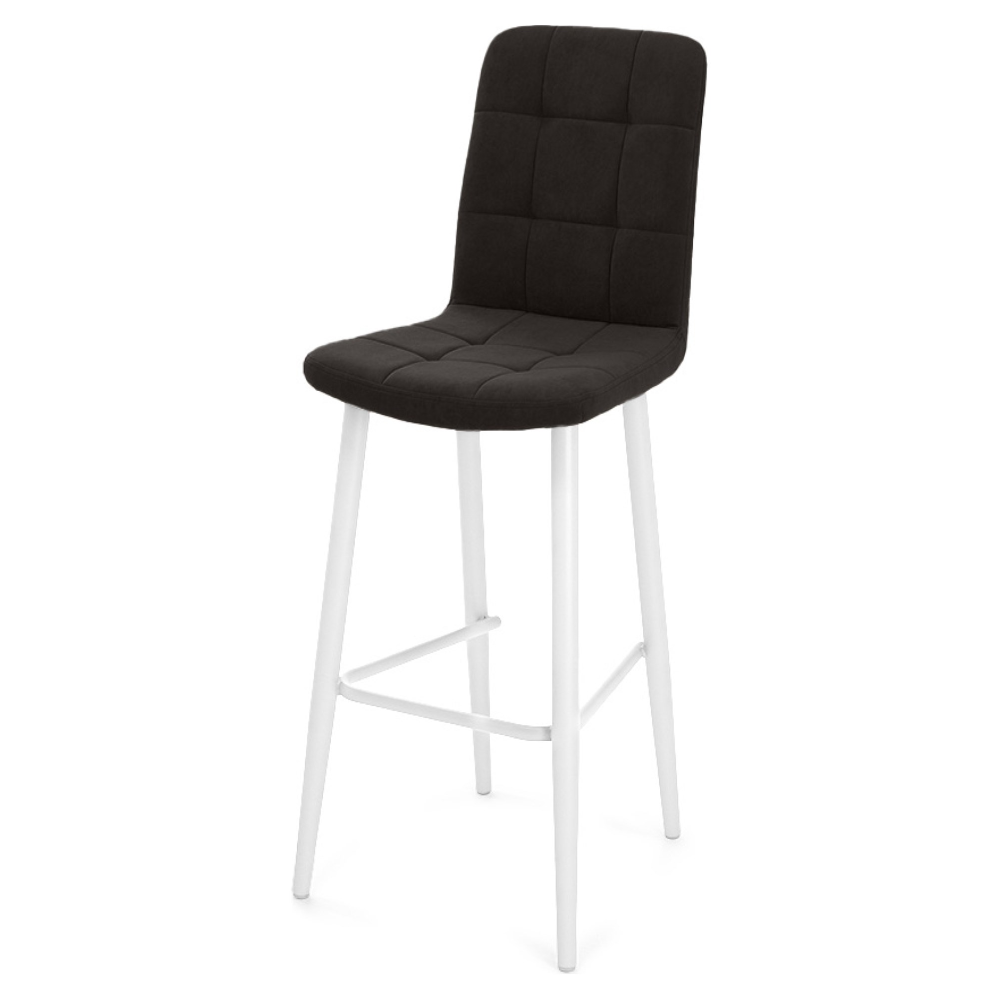 Барный стул с мягким сидением коричневый из велюра (арт 18894) - Фото 1