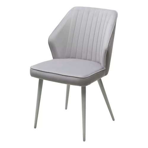 Стул с белыми ножками серый с обивкой из велюра (арт 33490) - Фото 2