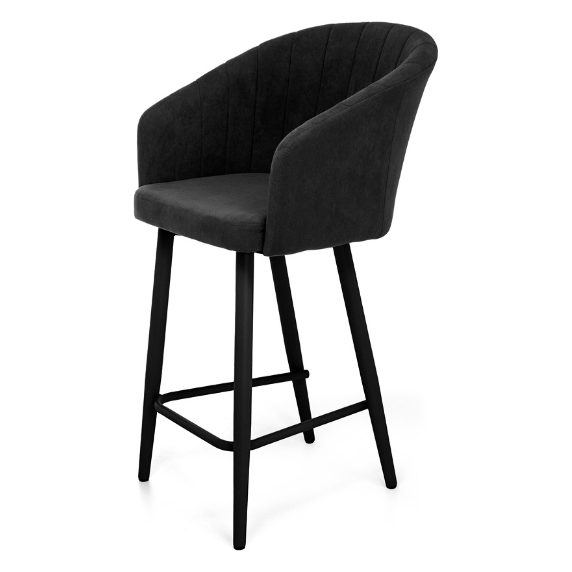 Барный стул на металлокаркасе мягкий коричневый современный (арт 28052) - Фото 1