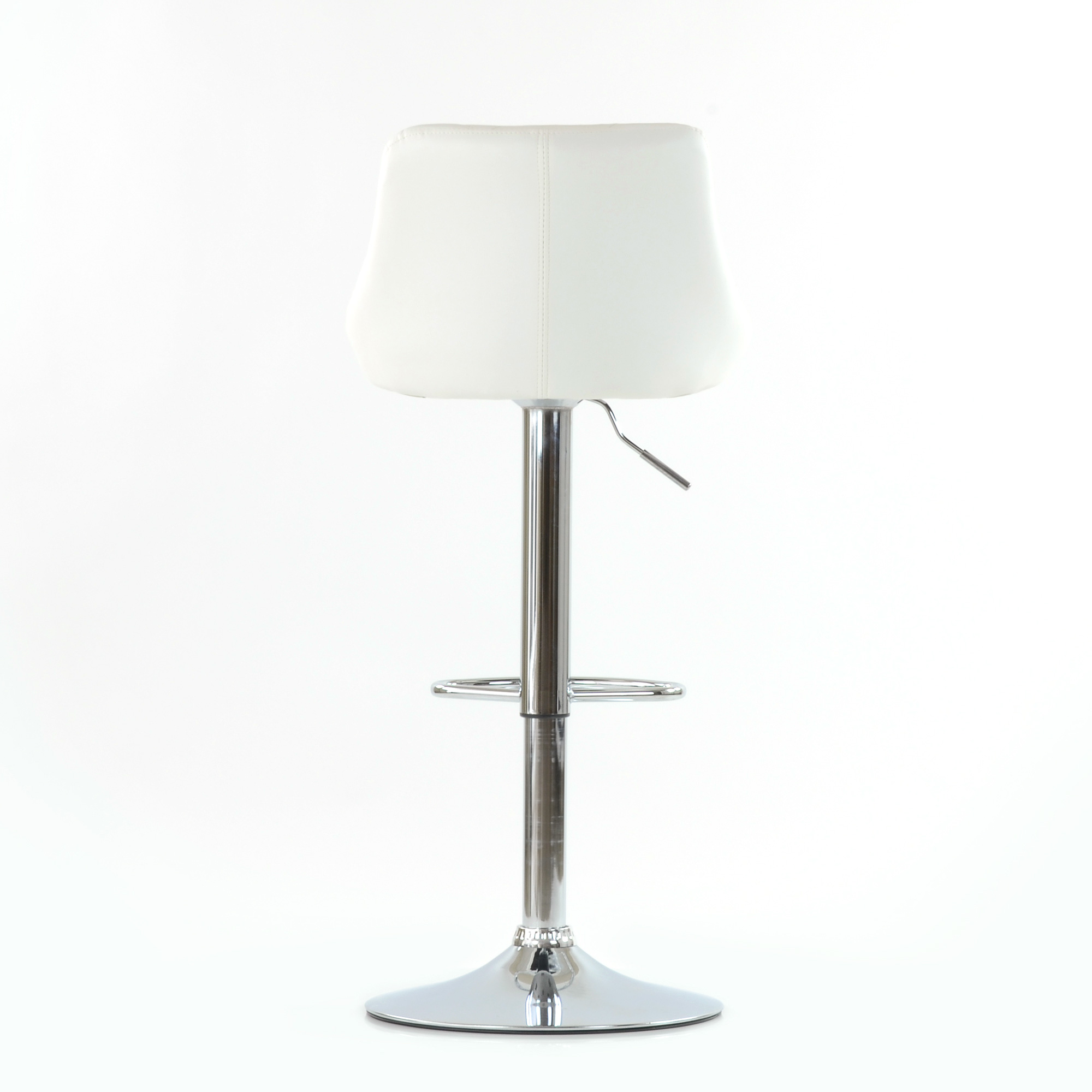 Барный стул ножки хром мягкий белый с обивкой из экокожи регулируемый (арт 5533) - Фото 1