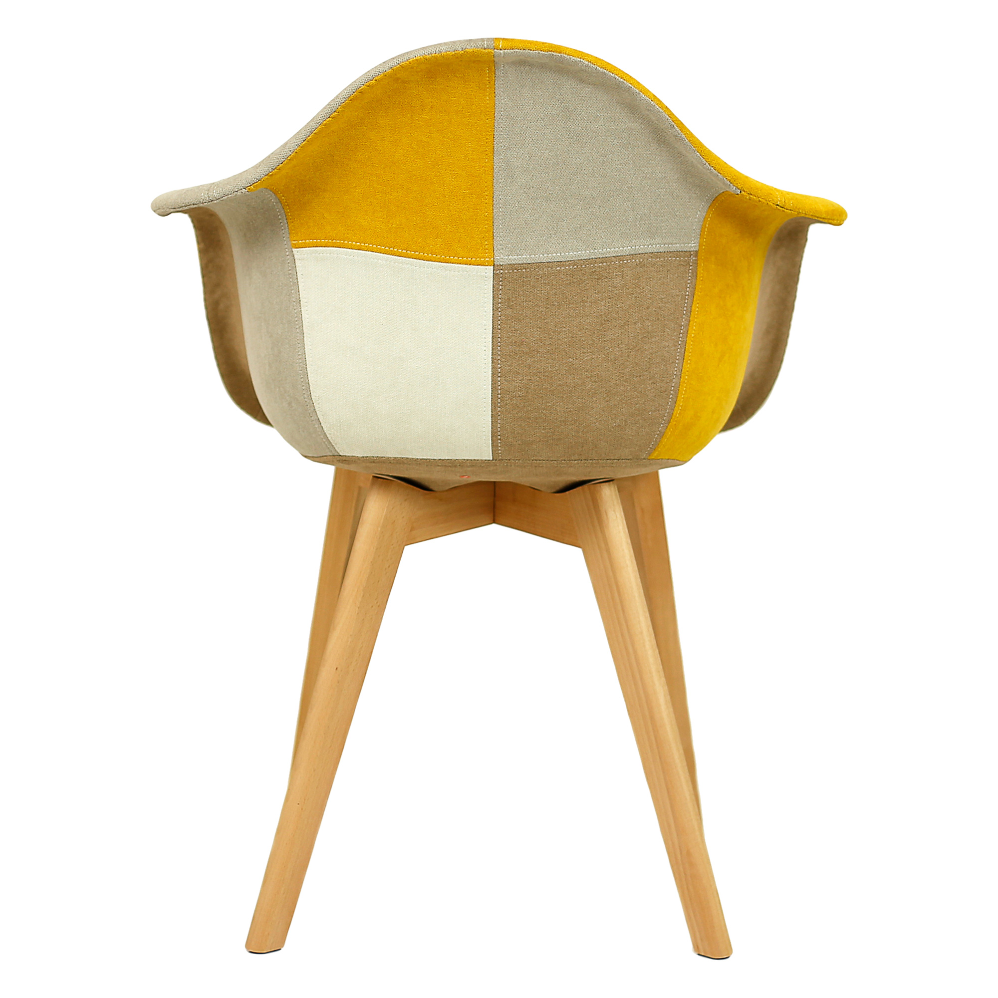 Стул-кресло интерьерный мягкий с подлокотниками желтый пэчворк (арт 31587) - Фото 1