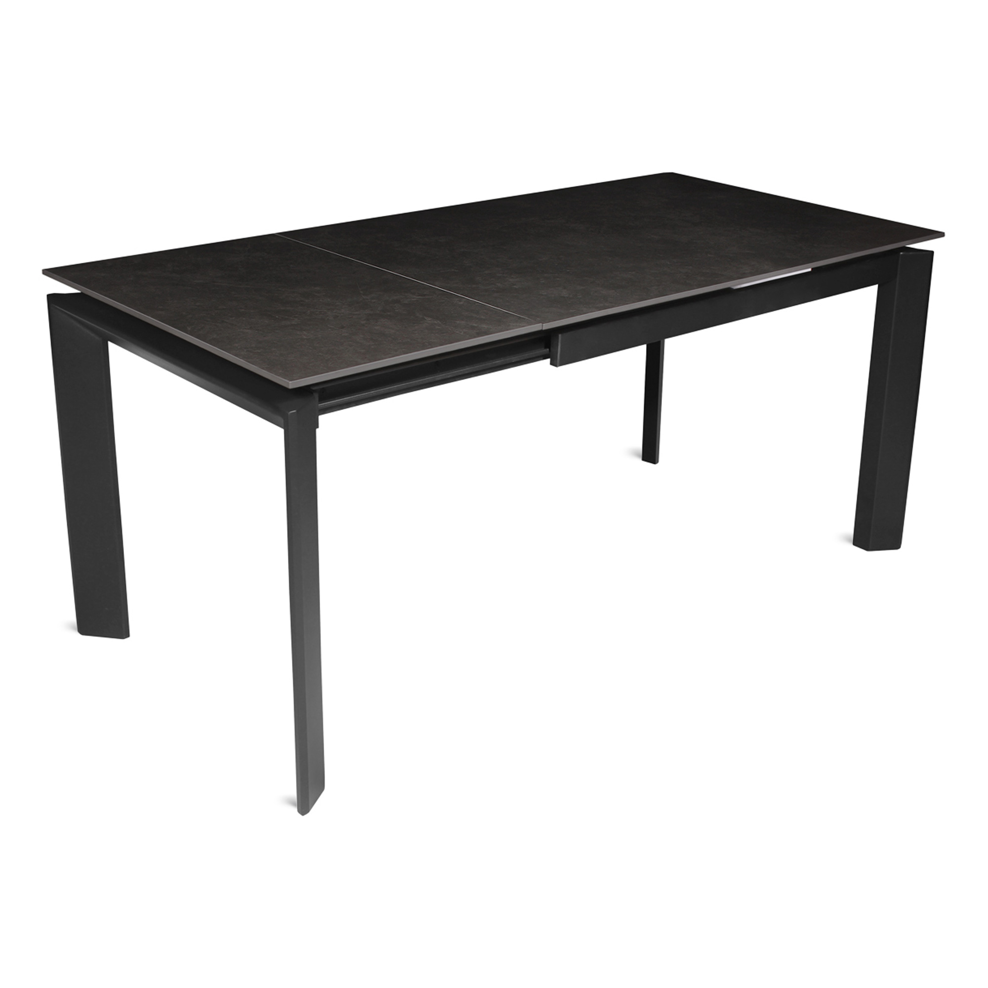 Обеденный стол раздвижной из керамогранита черный 120 см (арт 25489) - Фото 1