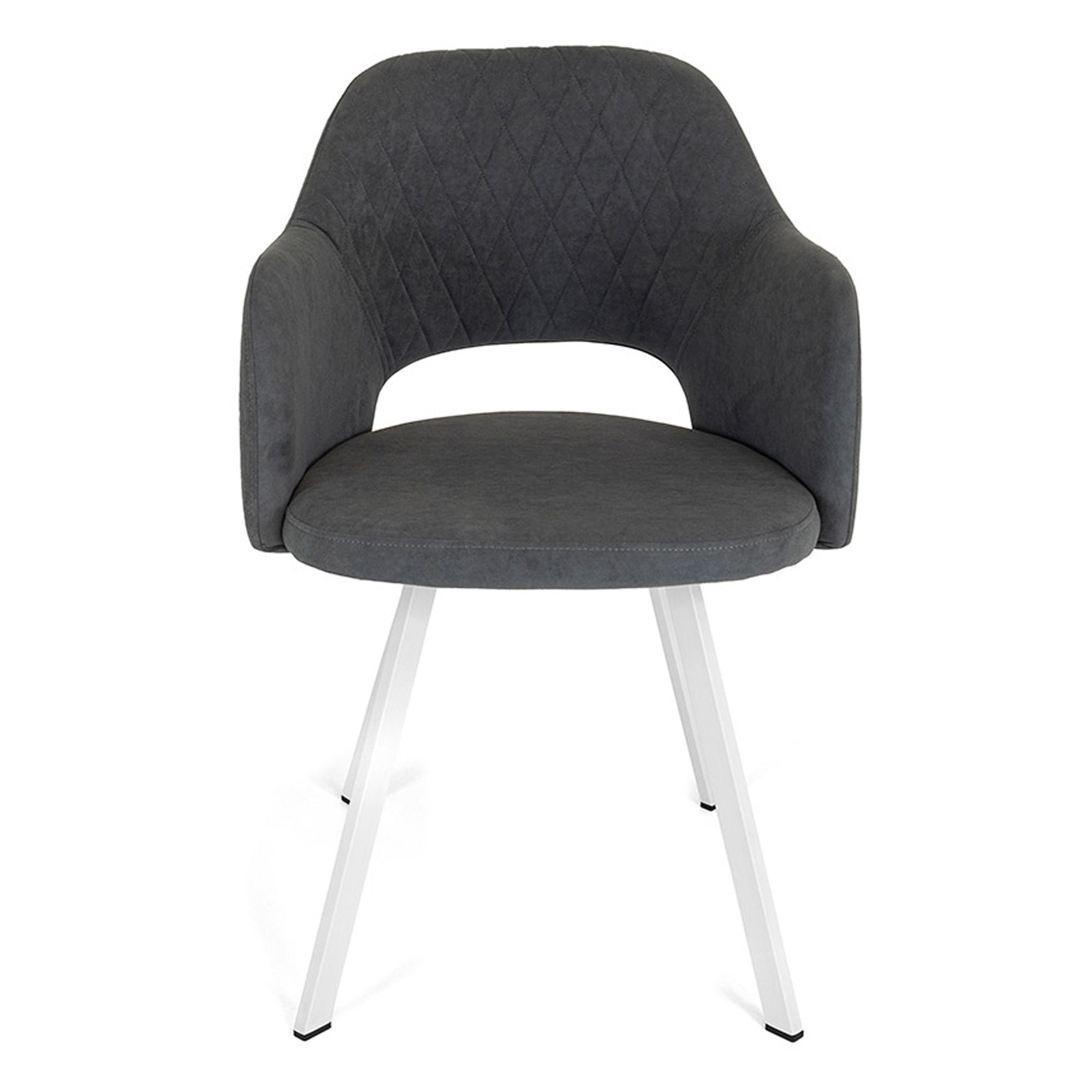 Стул-кресло на металлическом каркасе с подлокотниками серый (арт 27818) - Фото 1