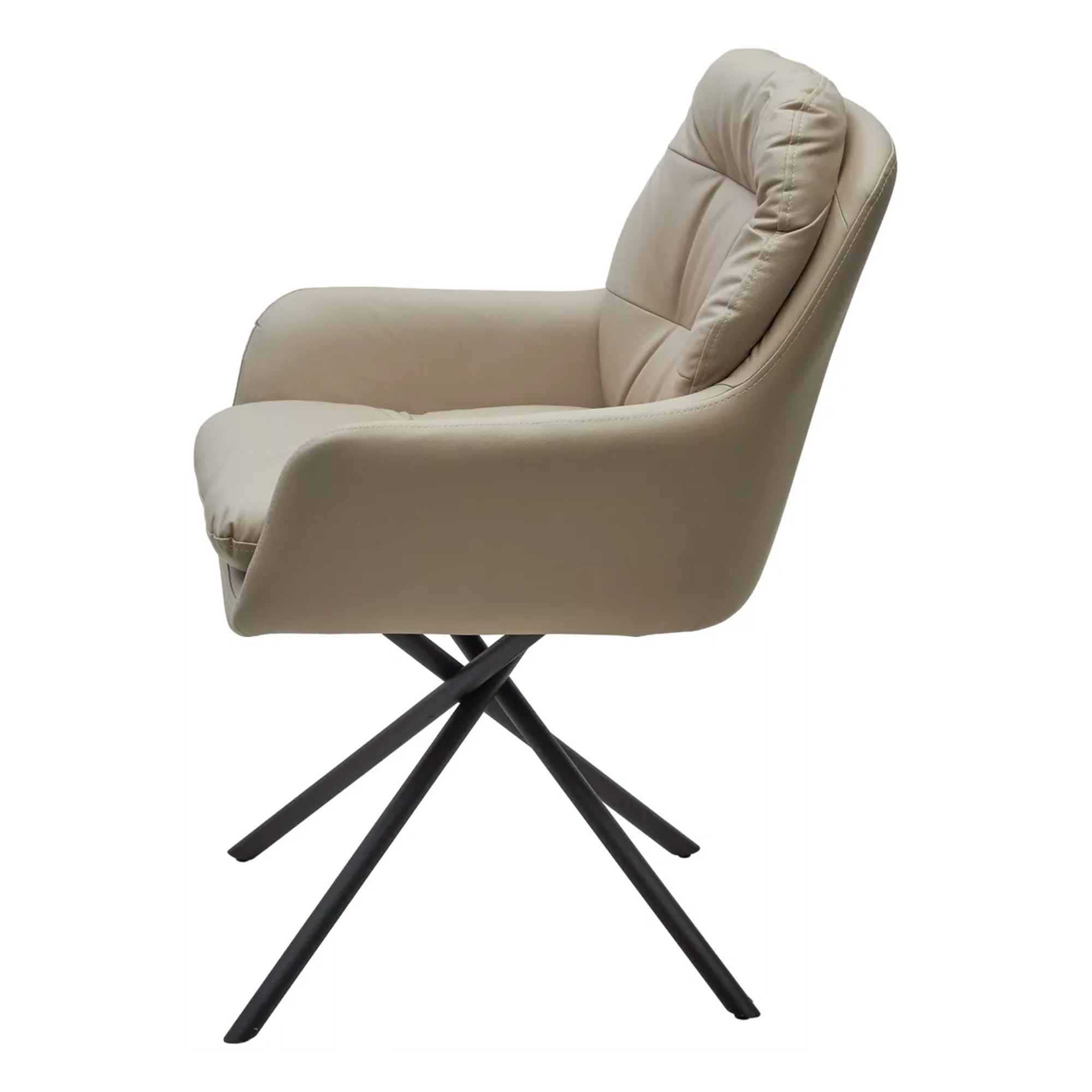 Стул-кресло металлический мягкий с подлокотниками бежевый (арт 33644) - Фото 1