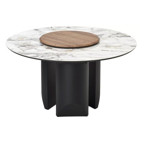 Кухонный стол круглый под мрамор на одной ножке D-140 см (арт 33396) - Фото 2