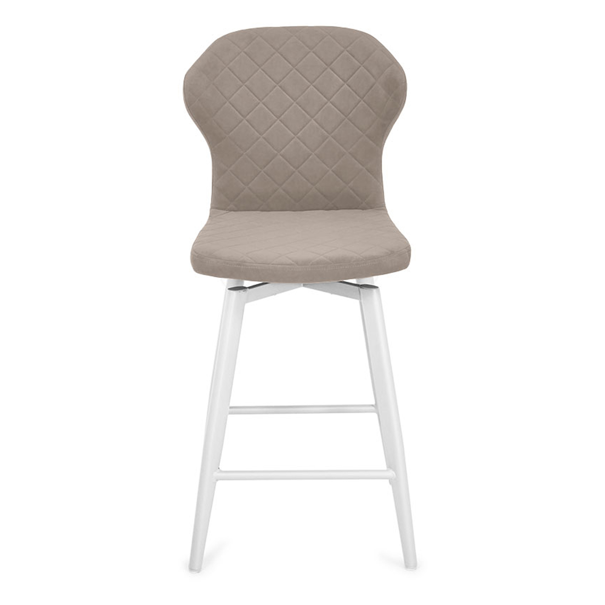 Полубарный стул мягкий бежевый велюровый в современном стиле (арт 34152) - Фото 1