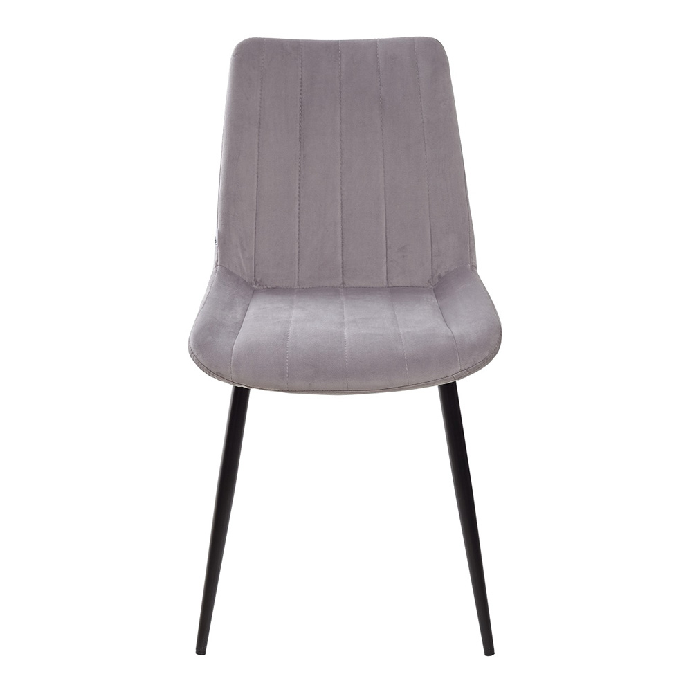 Стул кухонный на металлокаркасе ножки черные мягкий серый из велюра (арт 7765) - Фото 1