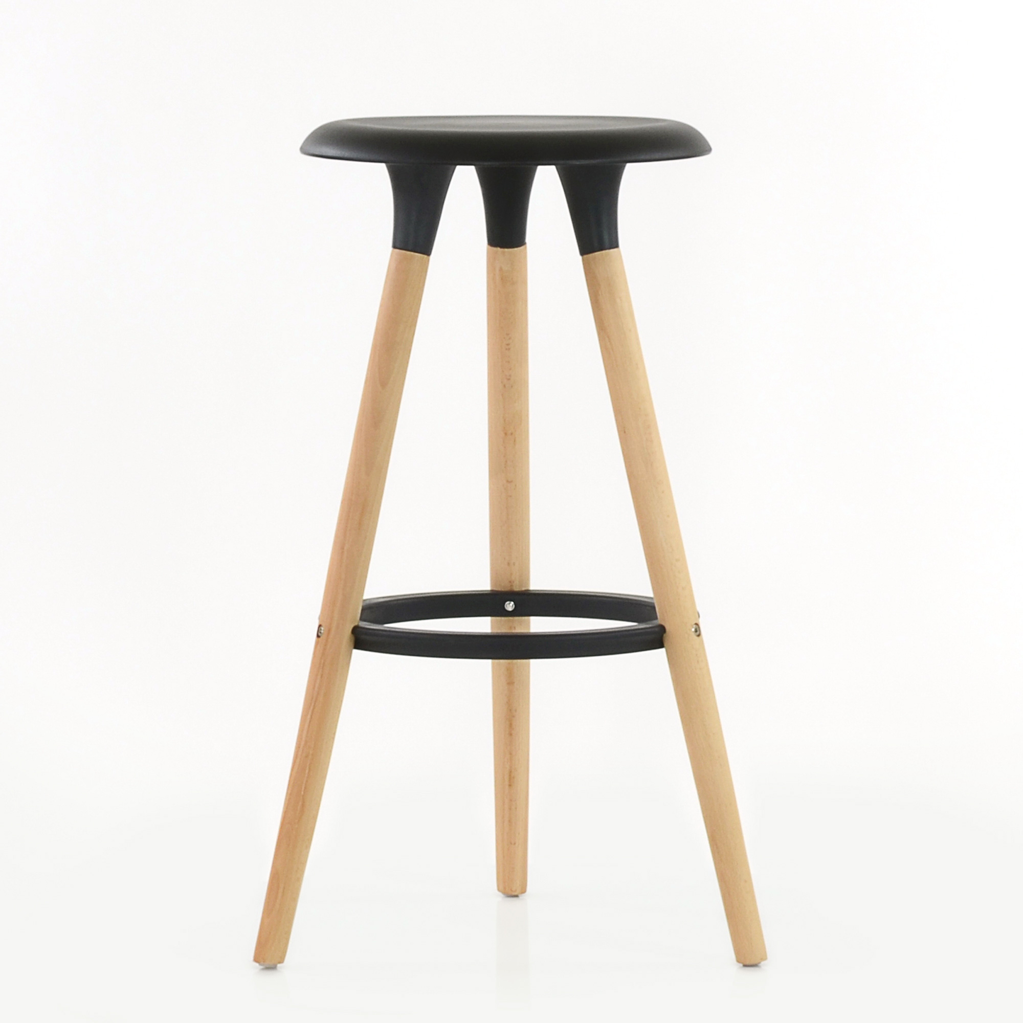 Барный стул дизайнерский деревянный черный пластиковый (арт 2339) - Фото 1