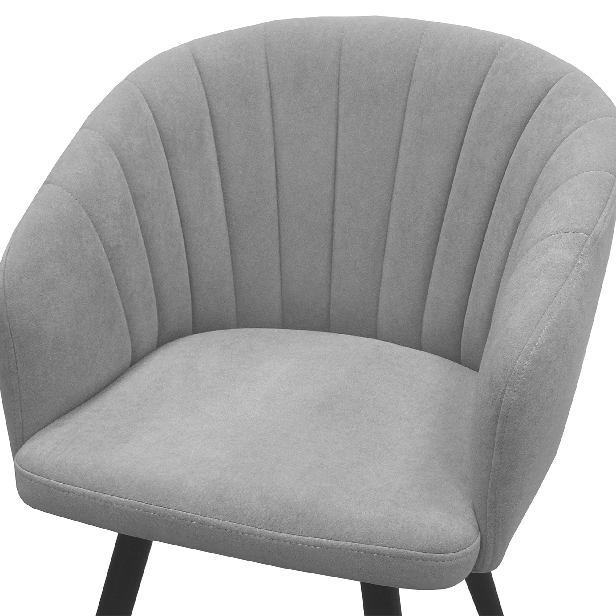 Стул-кресло мягкий серый с обивкой из бархата (арт 33952) - Фото 1