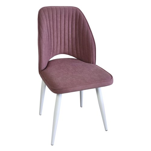 Стул с белыми ножками бежевый с обивкой из велюра (арт 31955) - Фото 2